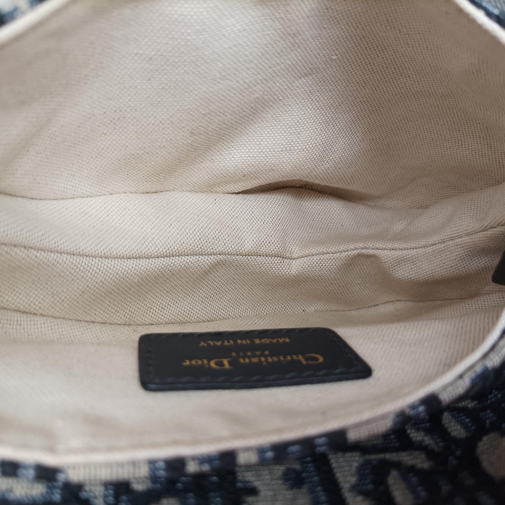Vintage Christian Dior Saddle Navy×grey Jacquard × Leather  handbag | stylenewstar