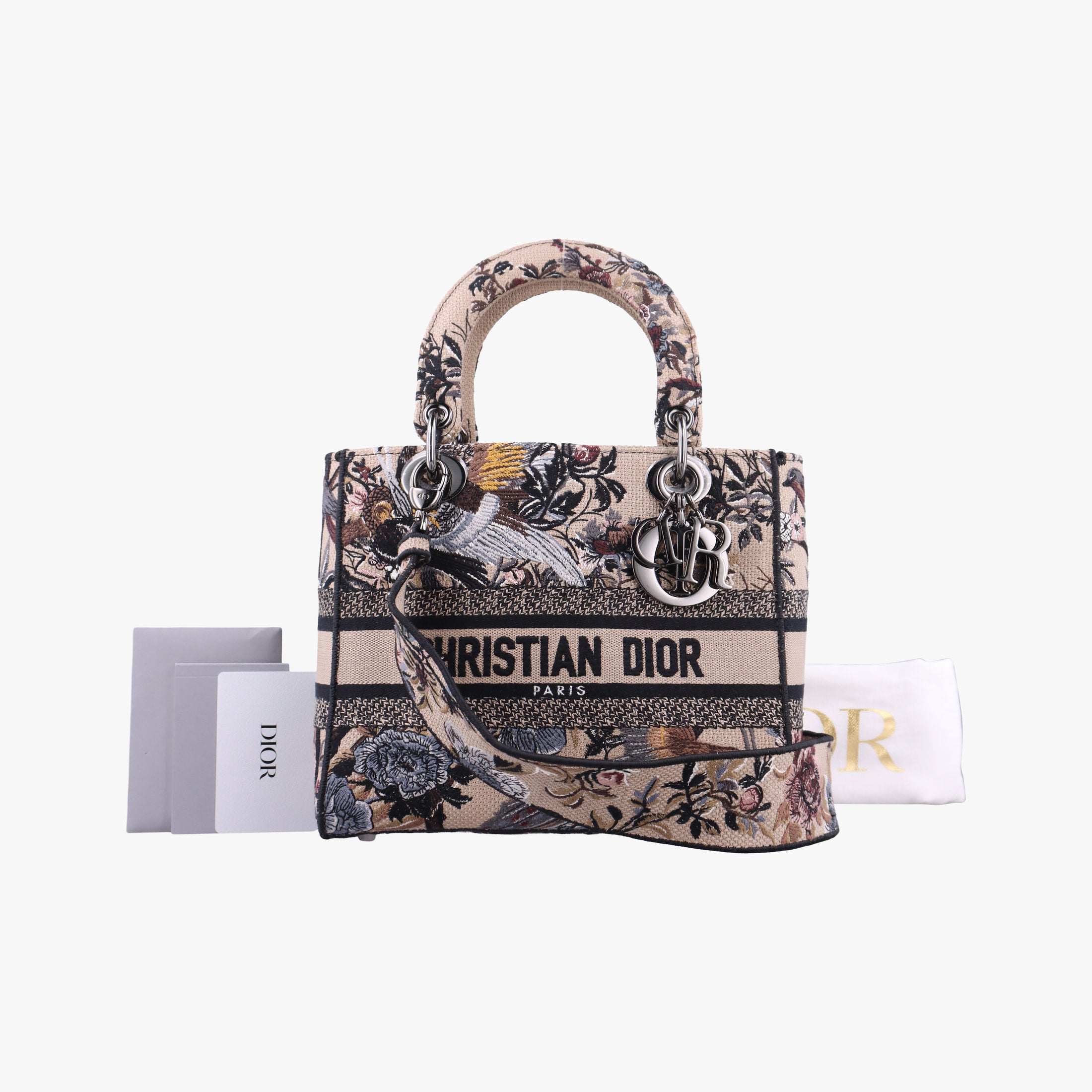 Pre-owned Christian Dior D-Lite Medium Royaume Multicolor Jacquard  shoulderbag | stylenewstar