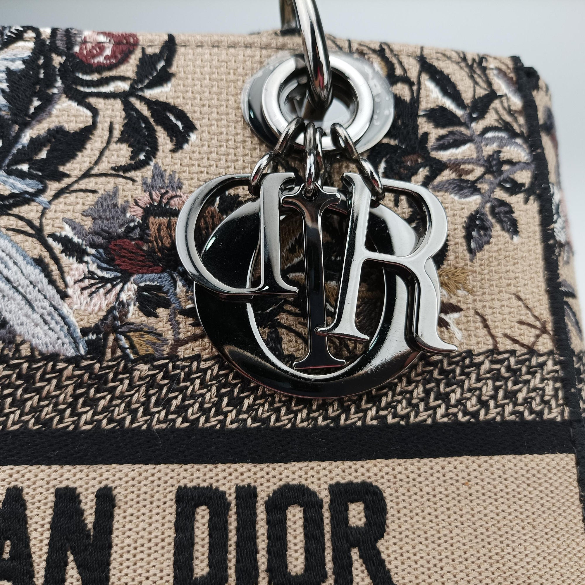 Pre-owned Christian Dior D-Lite Medium Royaume Multicolor Jacquard  shoulderbag | stylenewstar
