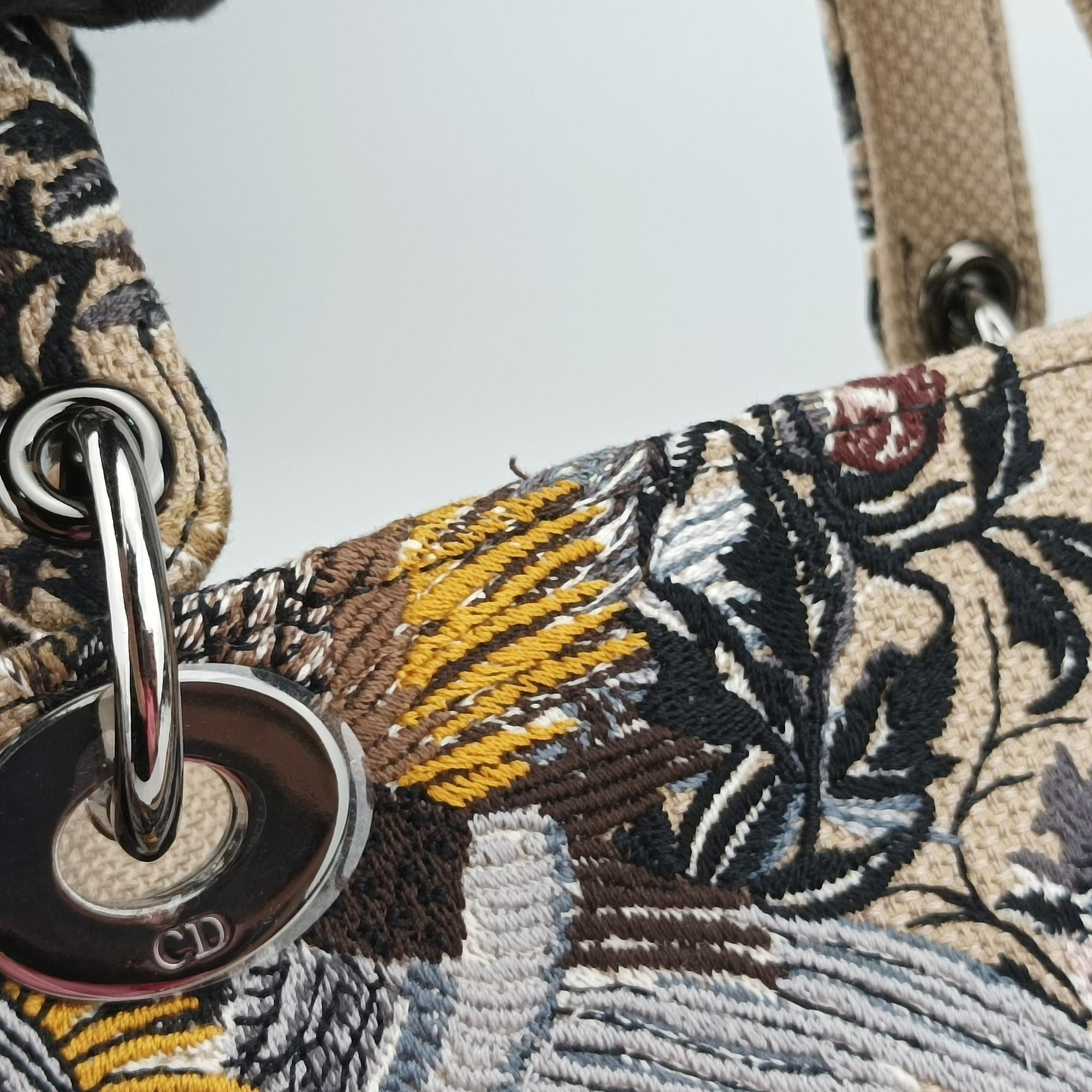 Pre-owned Christian Dior D-Lite Medium Royaume Multicolor Jacquard  shoulderbag | stylenewstar