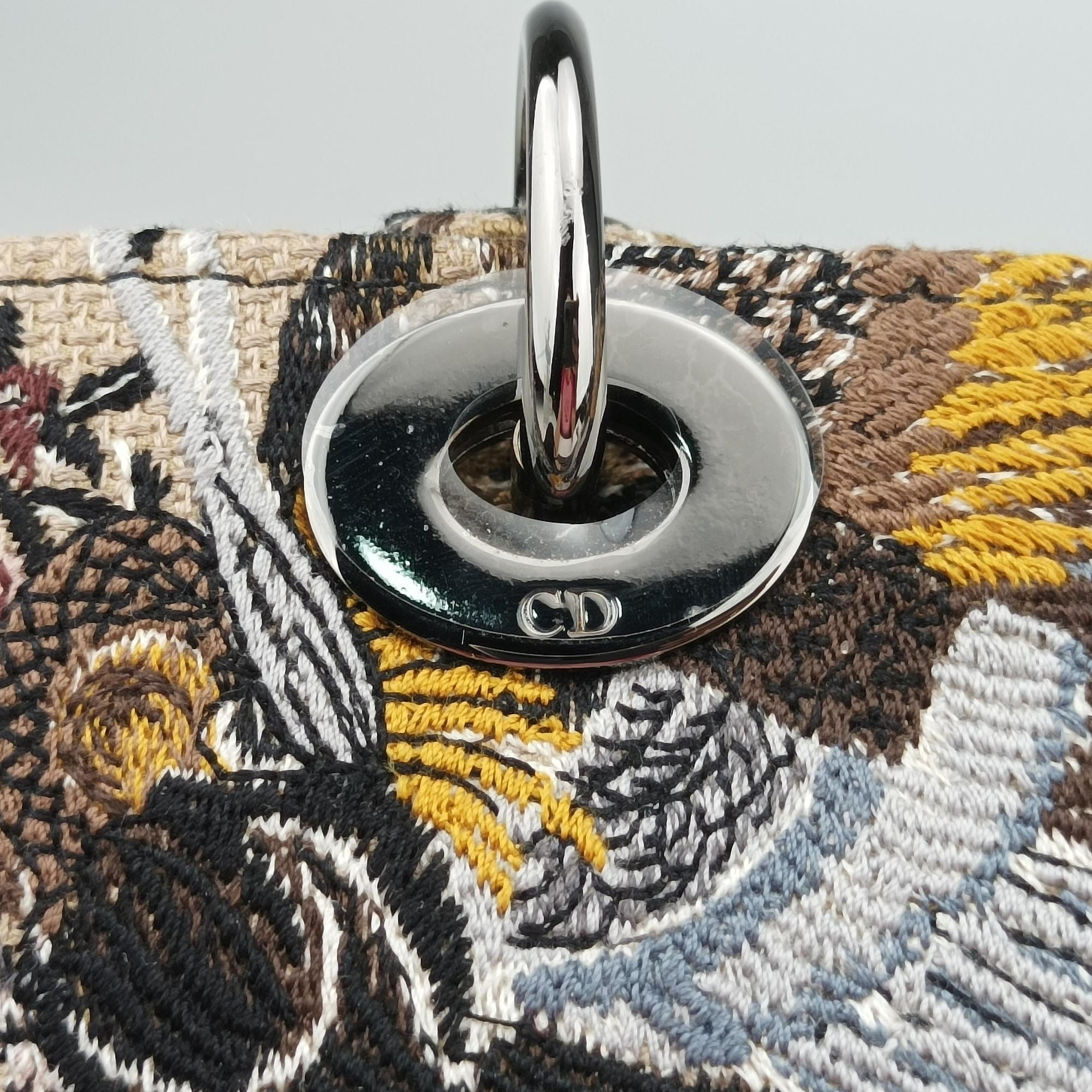 Pre-owned Christian Dior D-Lite Medium Royaume Multicolor Jacquard  shoulderbag | stylenewstar