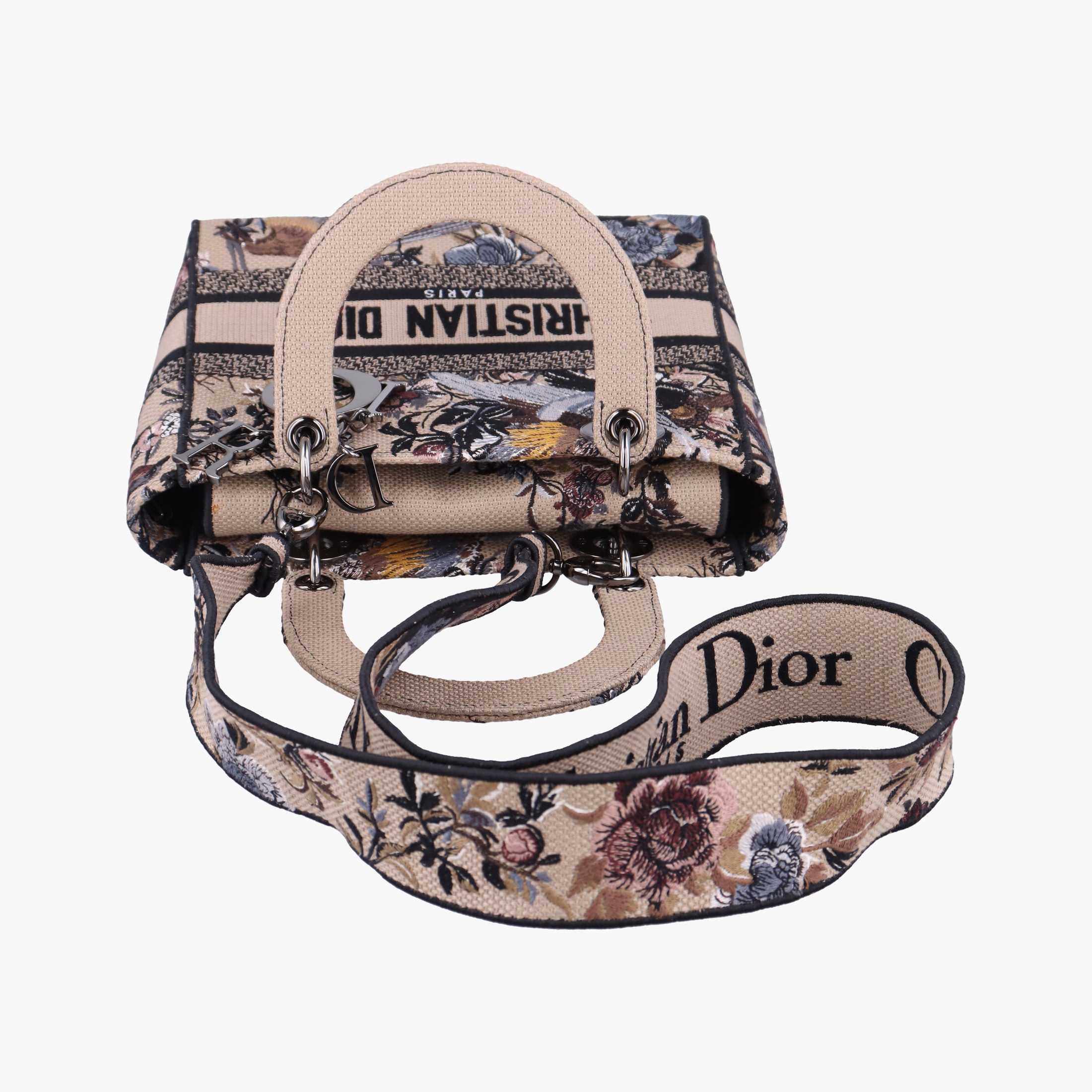 Pre-owned Christian Dior D-Lite Medium Royaume Multicolor Jacquard  shoulderbag | stylenewstar