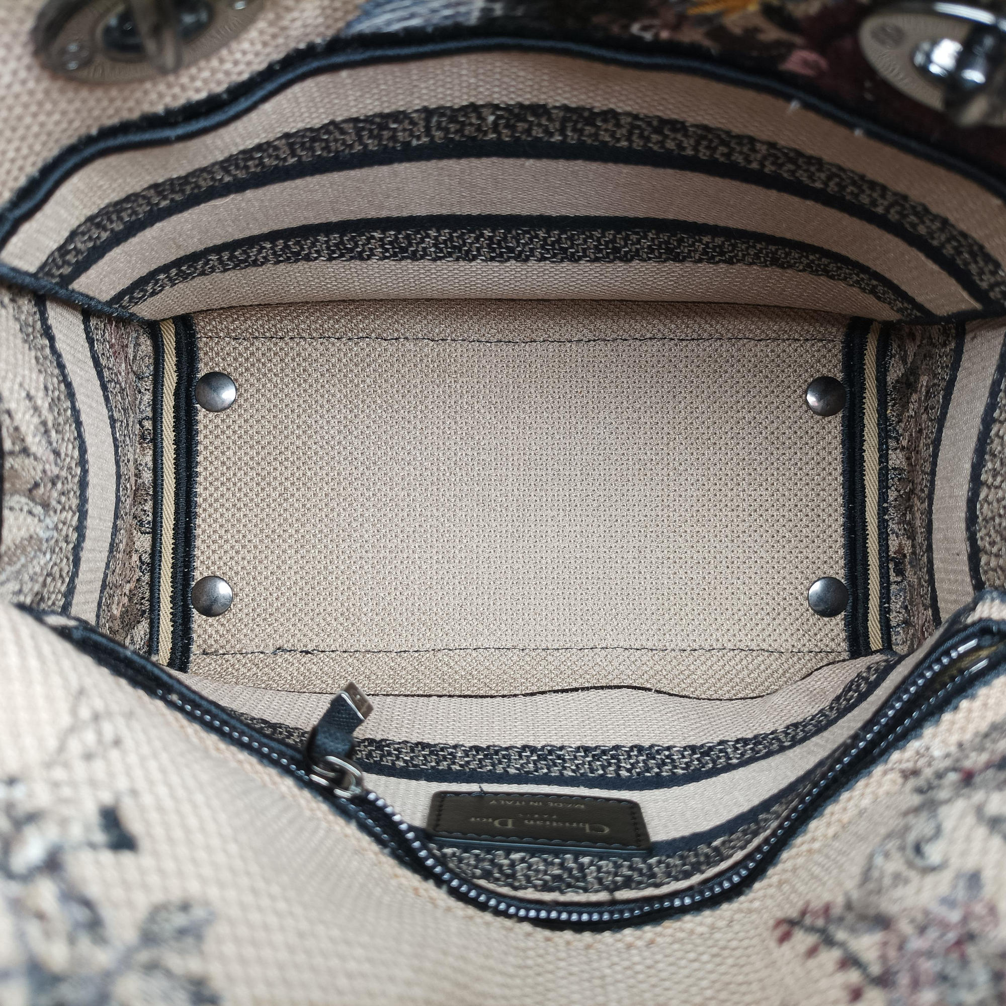Pre-owned Christian Dior D-Lite Medium Royaume Multicolor Jacquard  shoulderbag | stylenewstar