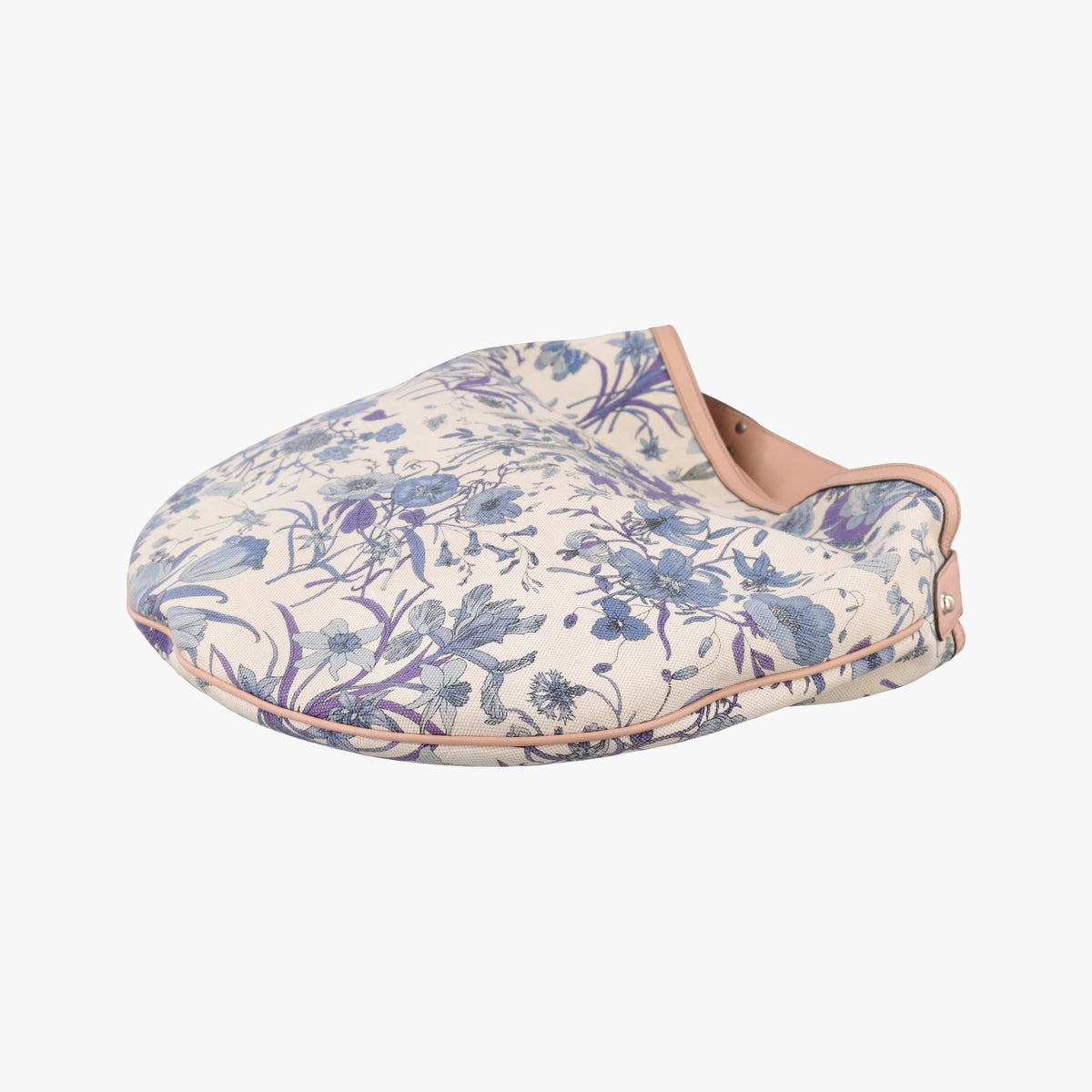 Pre-owned Gucci Flora Wave Hobo Blue ×White canvas×leather 170014 handbag | stylenewstar
