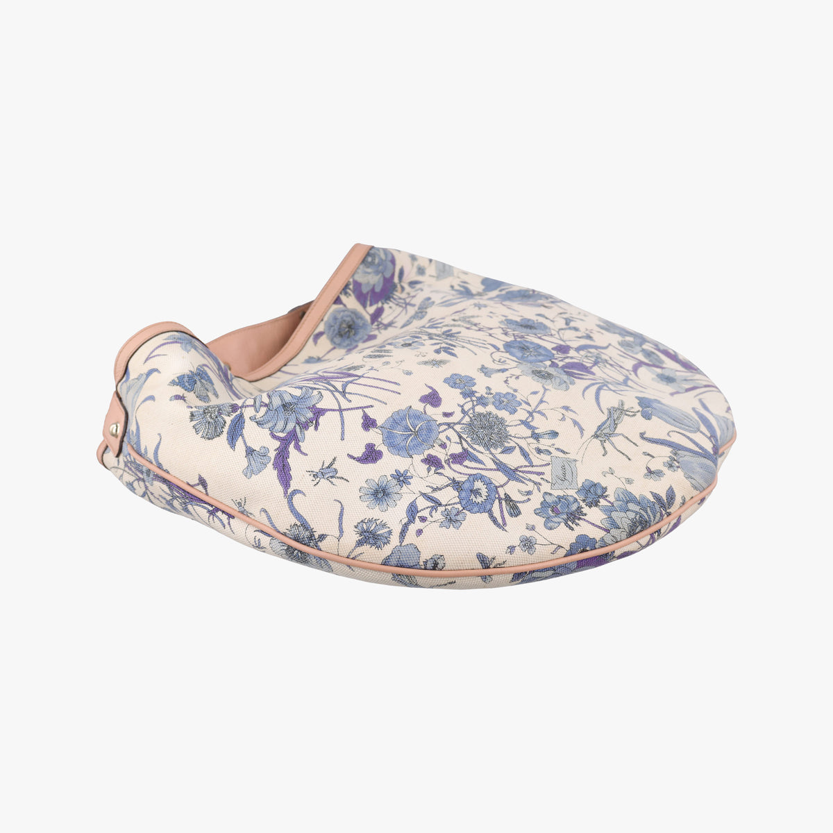 Pre-owned Gucci Flora Wave Hobo Blue ×White canvas×leather 170014 handbag | stylenewstar