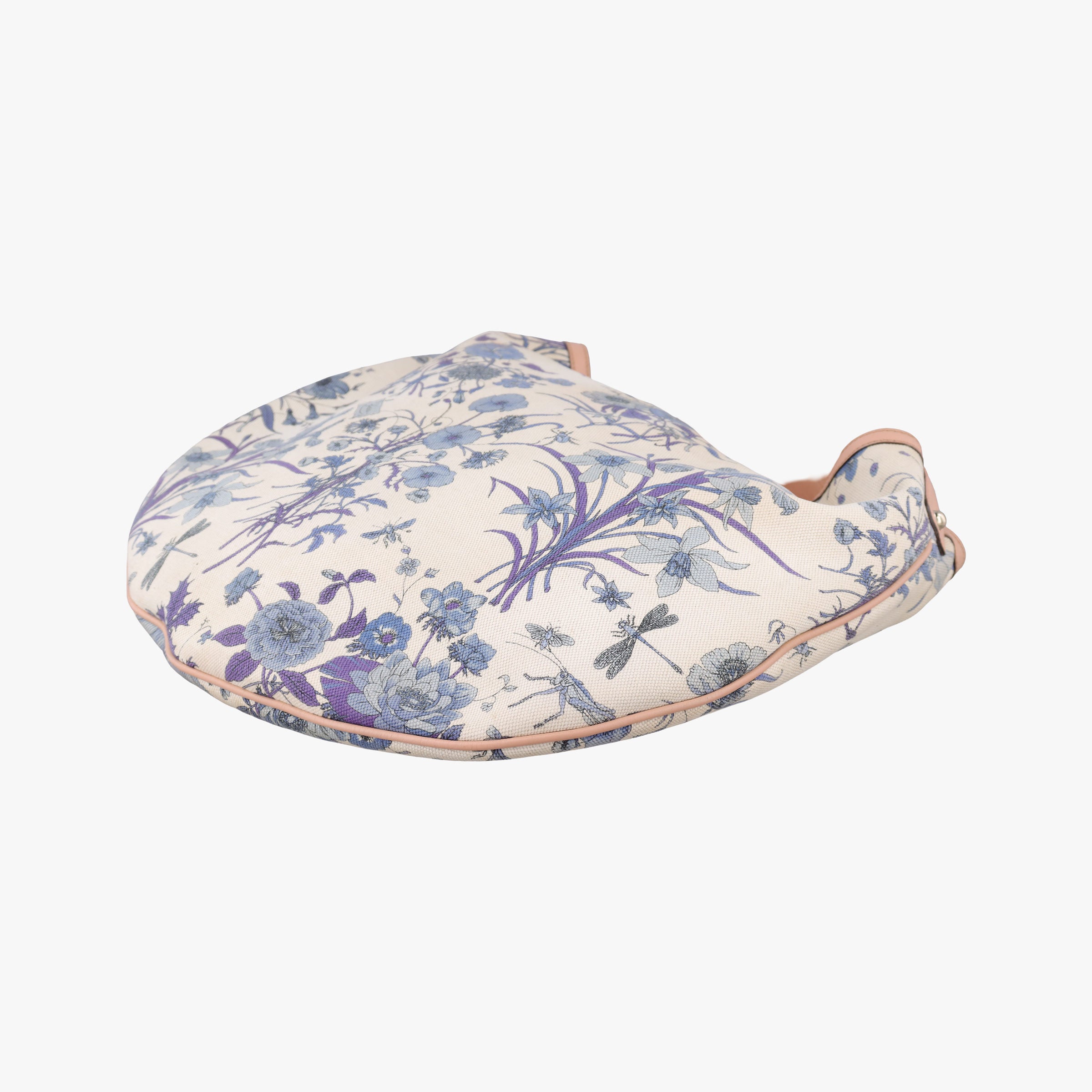 Pre-owned Gucci Flora Wave Hobo Blue ×White canvas×leather 170014 handbag | stylenewstar