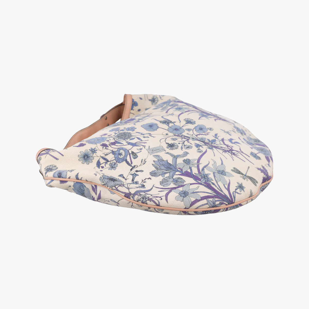 Pre-owned Gucci Flora Wave Hobo Blue ×White canvas×leather 170014 handbag | stylenewstar