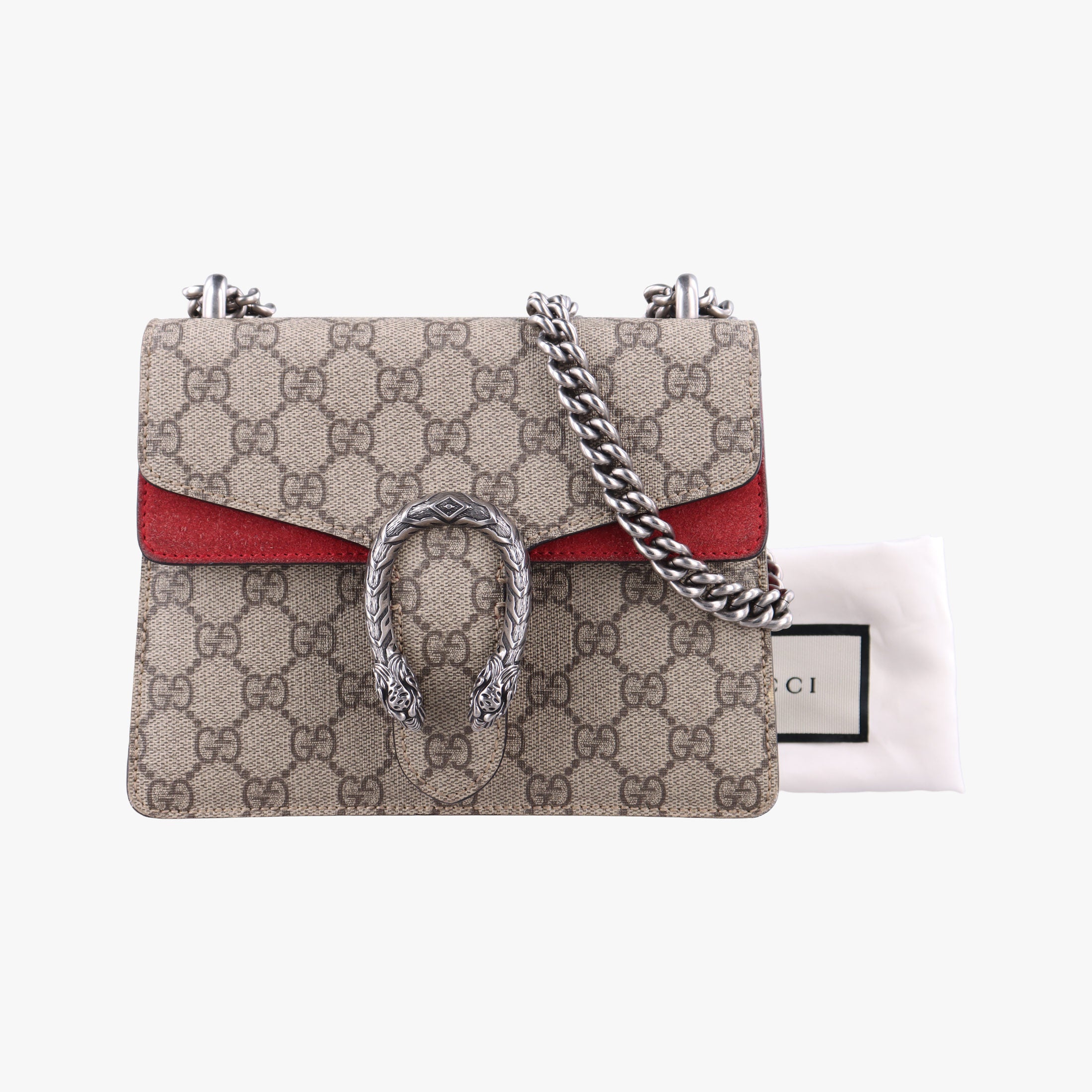 Pre-owned Gucci Dionysus beige×red PVC coated canvas × suede 421970 shoulderbag | stylenewstar