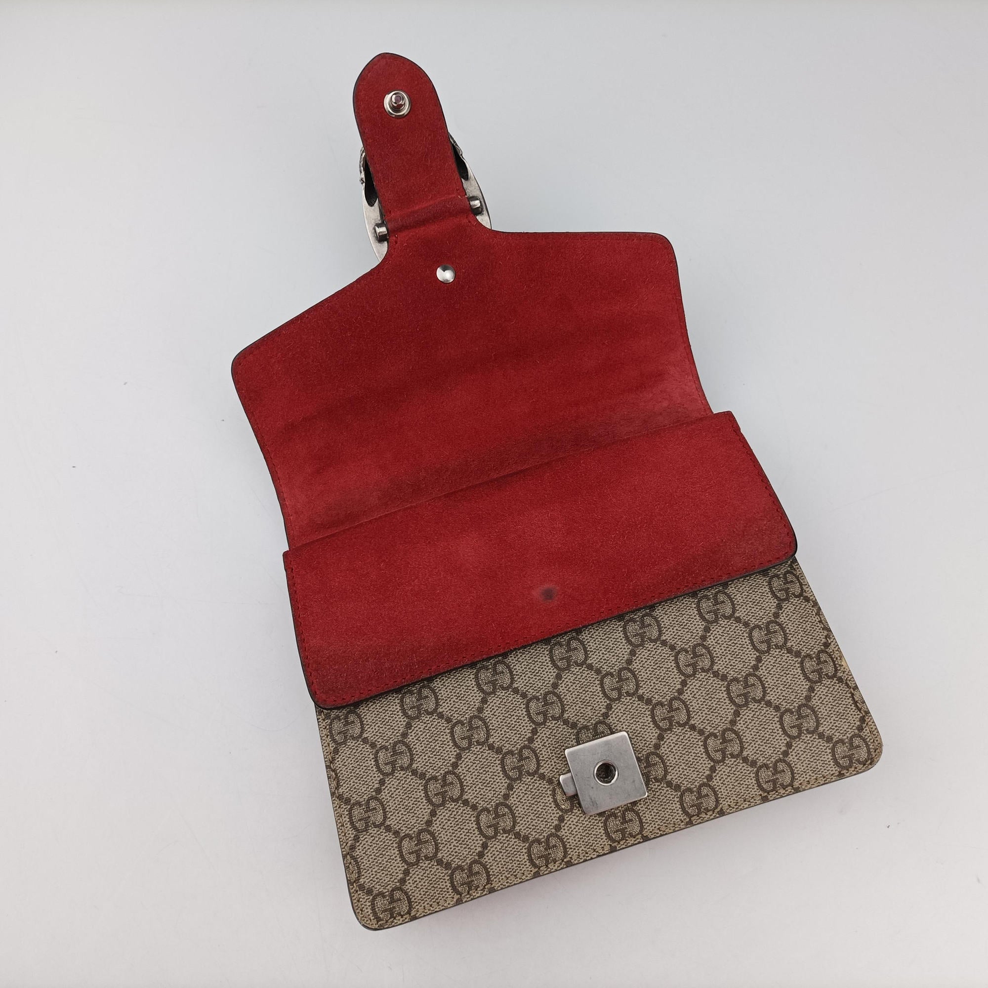 Pre-owned Gucci Dionysus beige×red PVC coated canvas × suede 421970 shoulderbag | stylenewstar