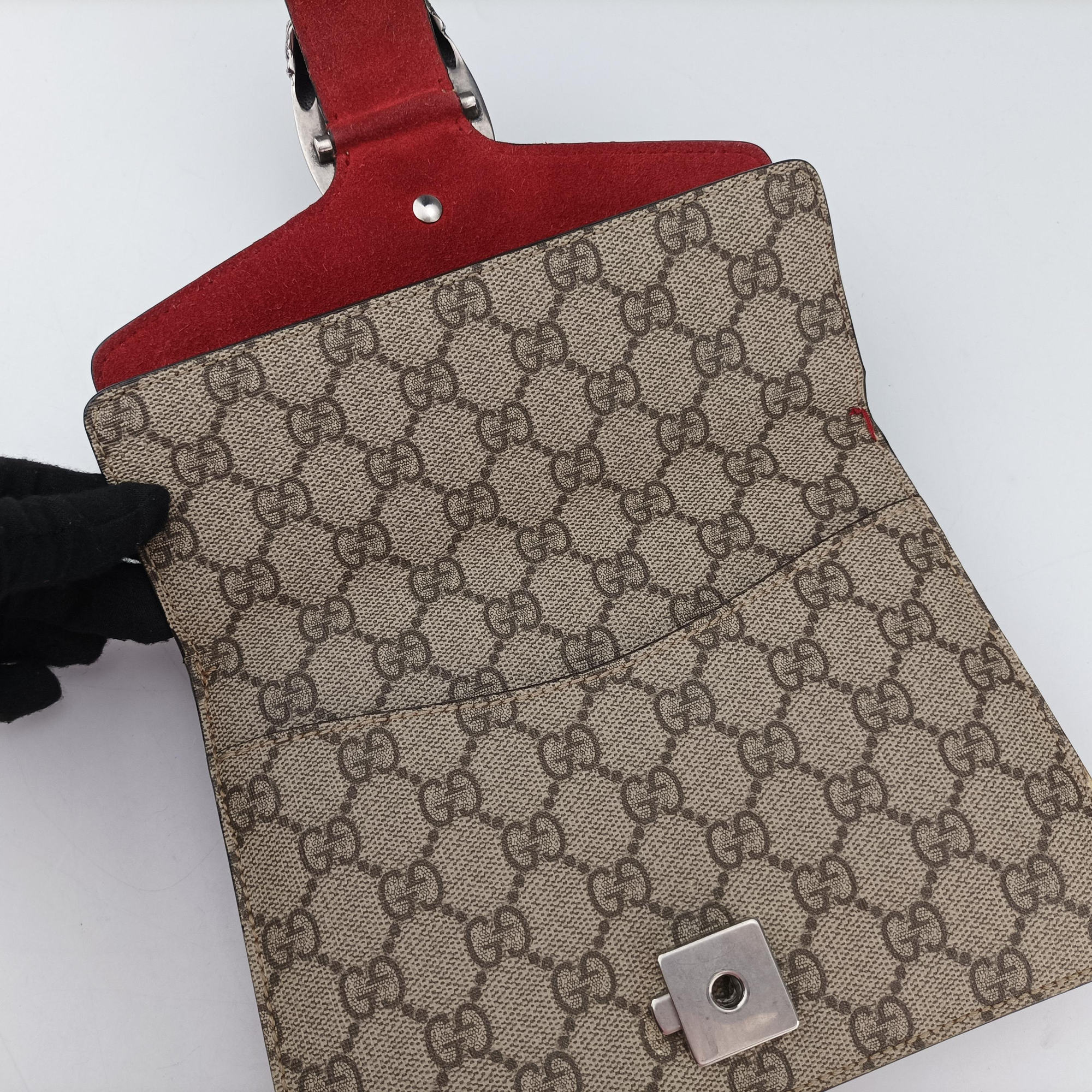 Pre-owned Gucci Dionysus beige×red PVC coated canvas × suede 421970 shoulderbag | stylenewstar