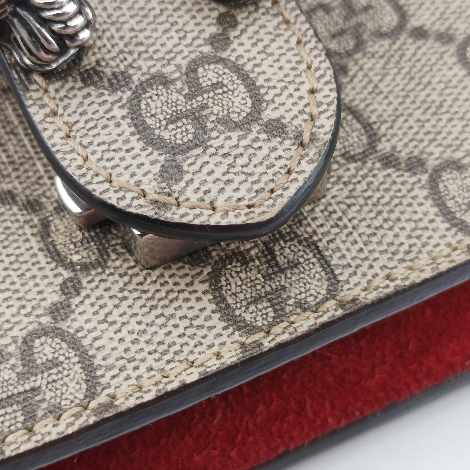 Pre-owned Gucci Dionysus beige×red PVC coated canvas × suede 421970 shoulderbag | stylenewstar