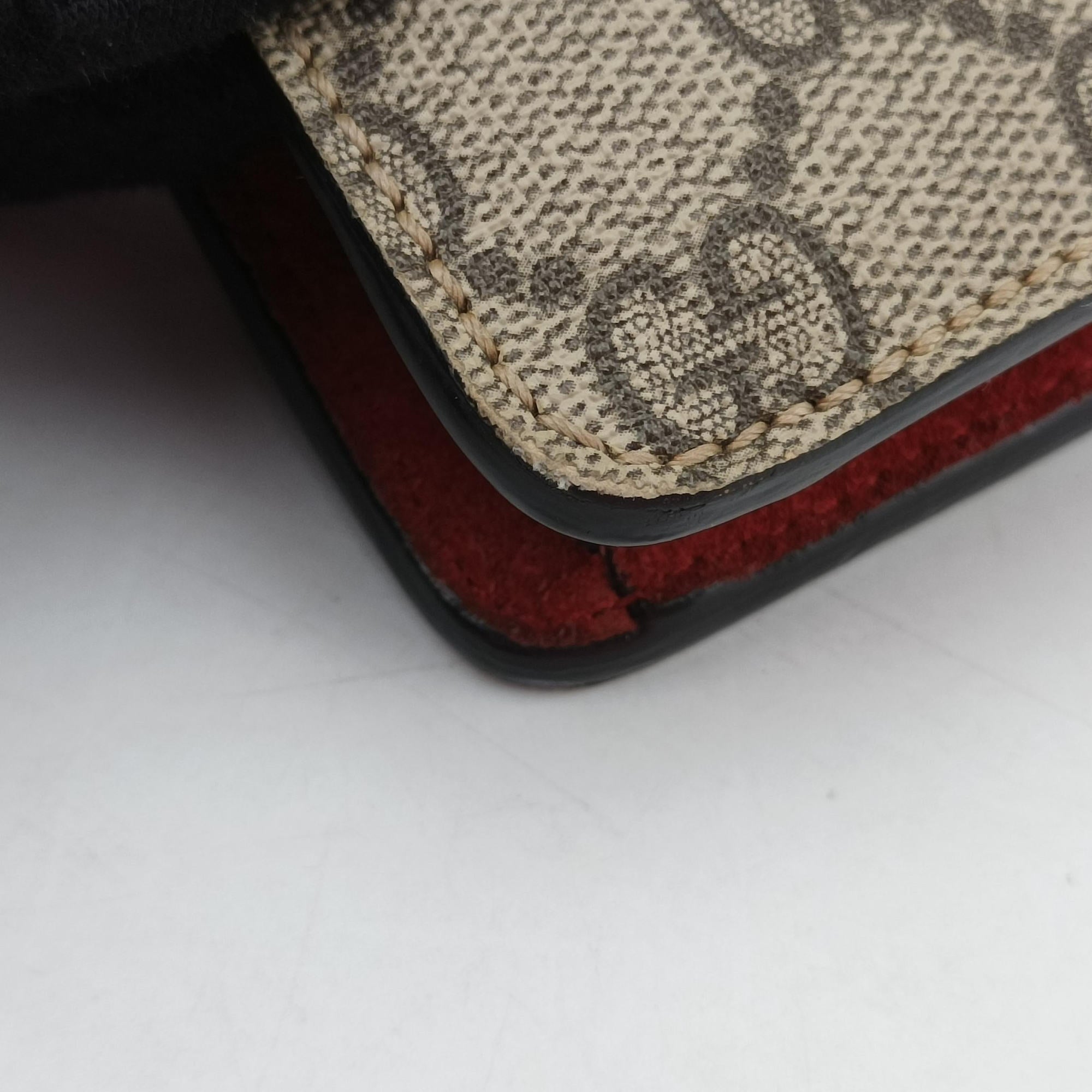 Pre-owned Gucci Dionysus beige×red PVC coated canvas × suede 421970 shoulderbag | stylenewstar