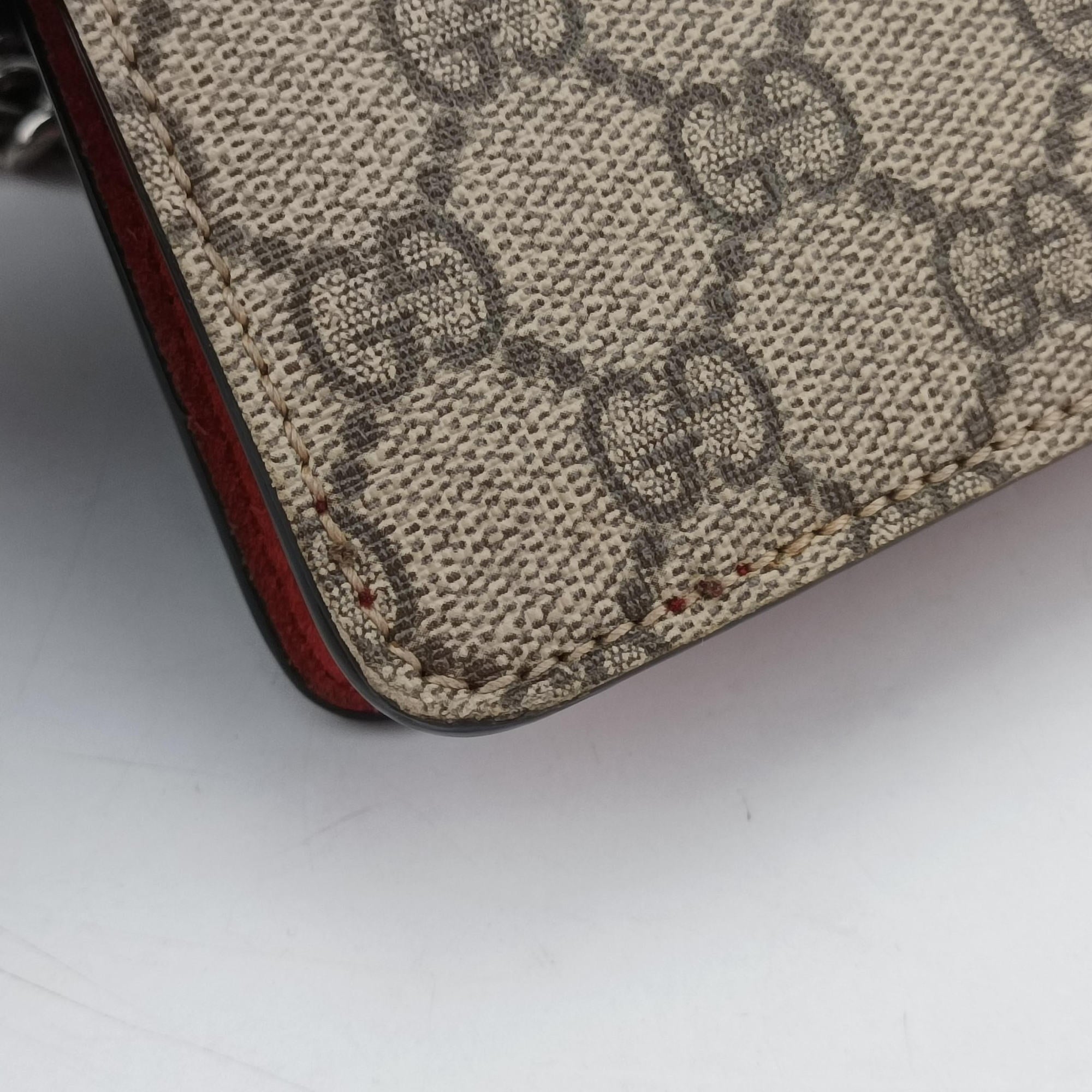 Pre-owned Gucci Dionysus beige×red PVC coated canvas × suede 421970 shoulderbag | stylenewstar
