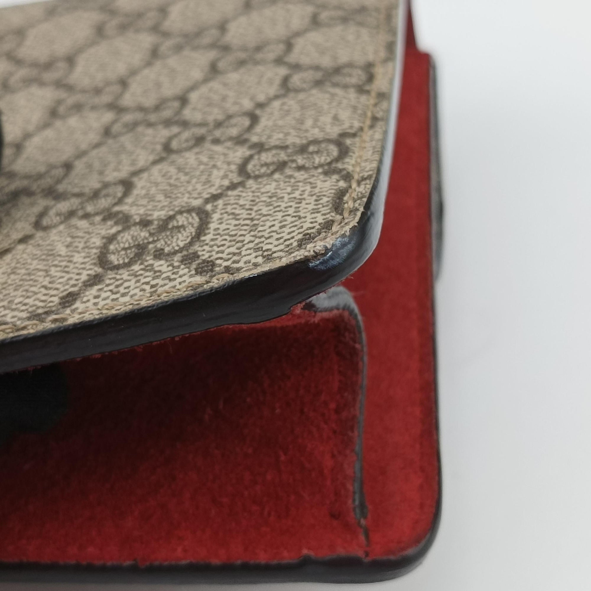 Pre-owned Gucci Dionysus beige×red PVC coated canvas × suede 421970 shoulderbag | stylenewstar