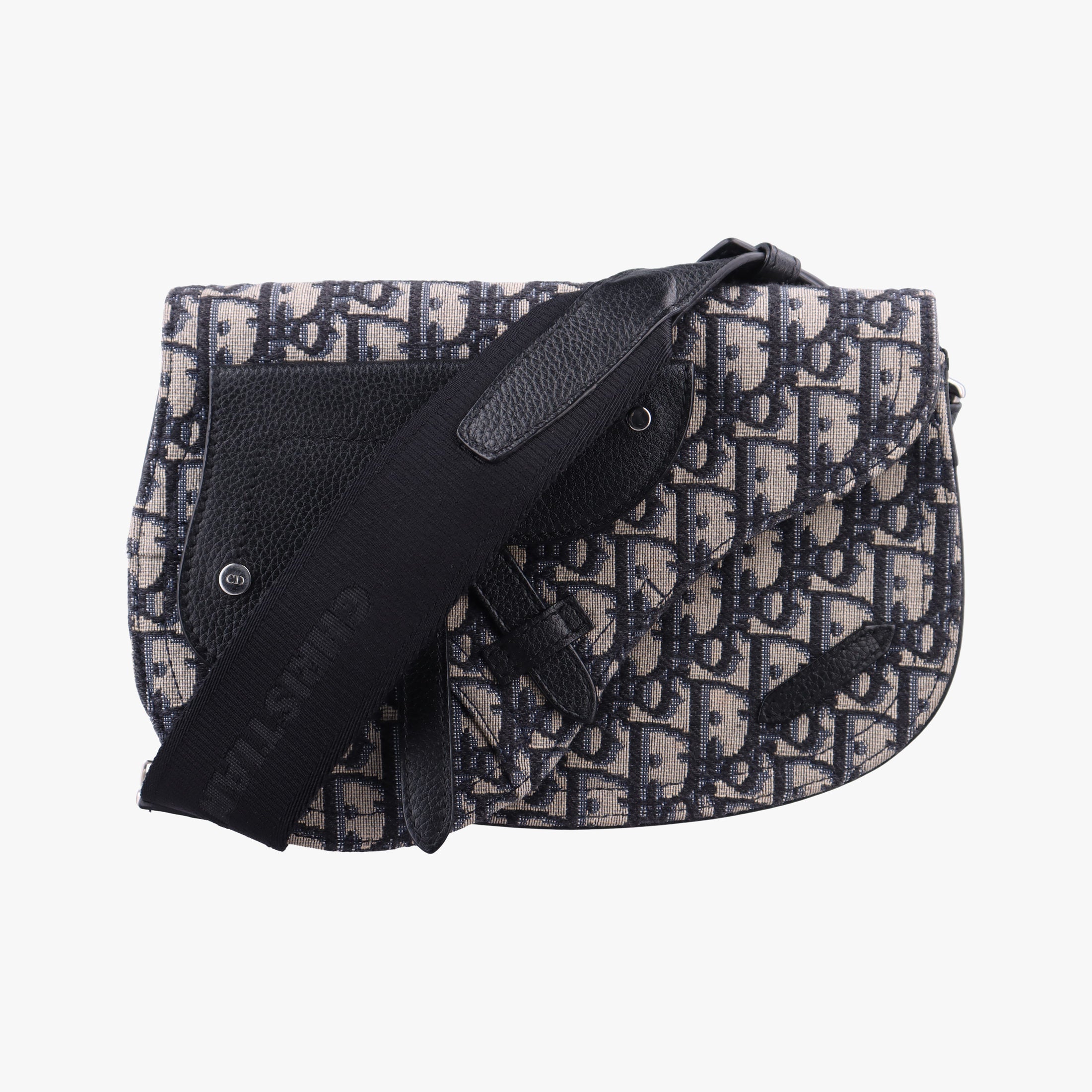 Pre-owned Christian Dior Saddle Pouch Navy×Black Jacquard  bum bag/waist bag | stylenewstar