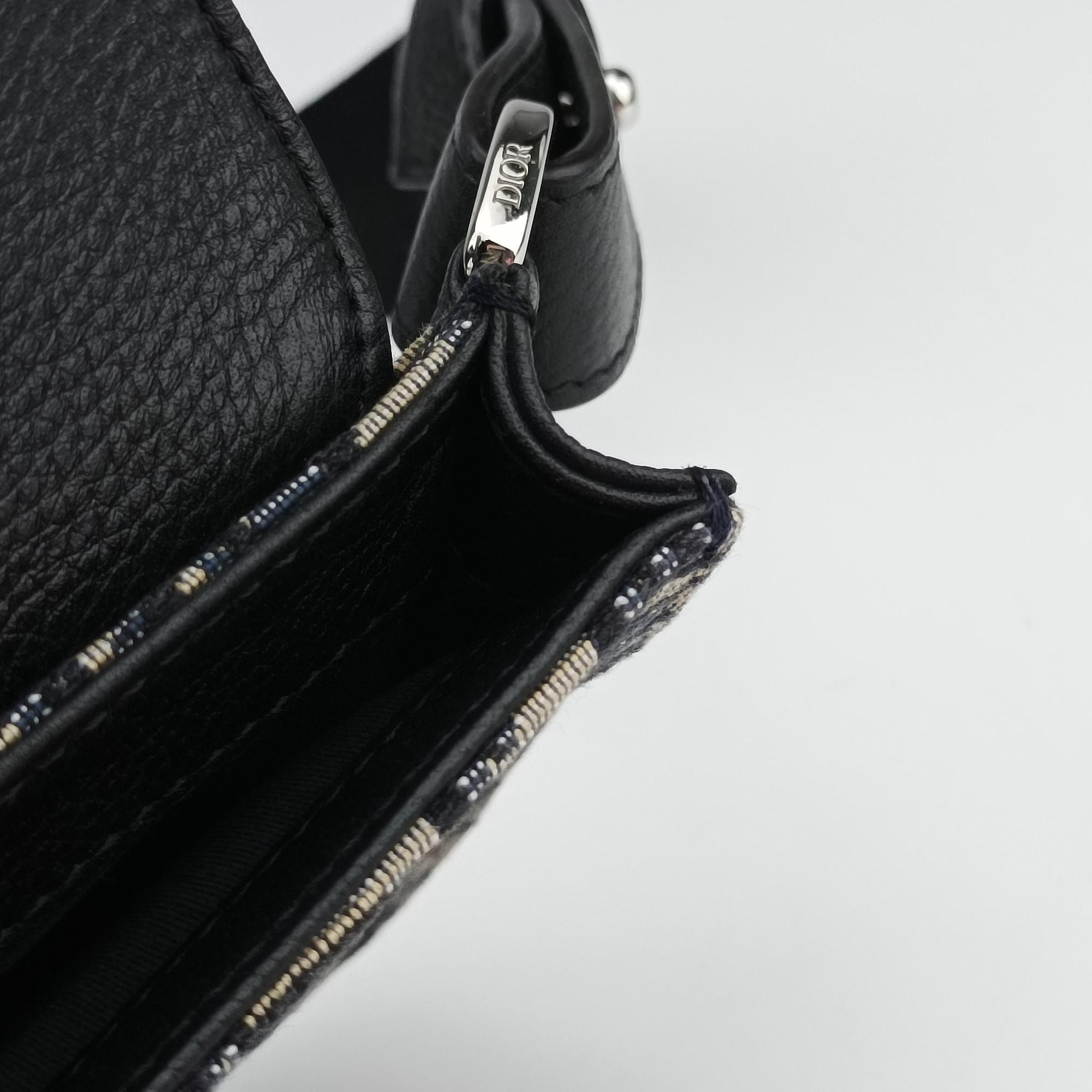 Pre-owned Christian Dior Saddle Pouch Navy×Black Jacquard  bum bag/waist bag | stylenewstar