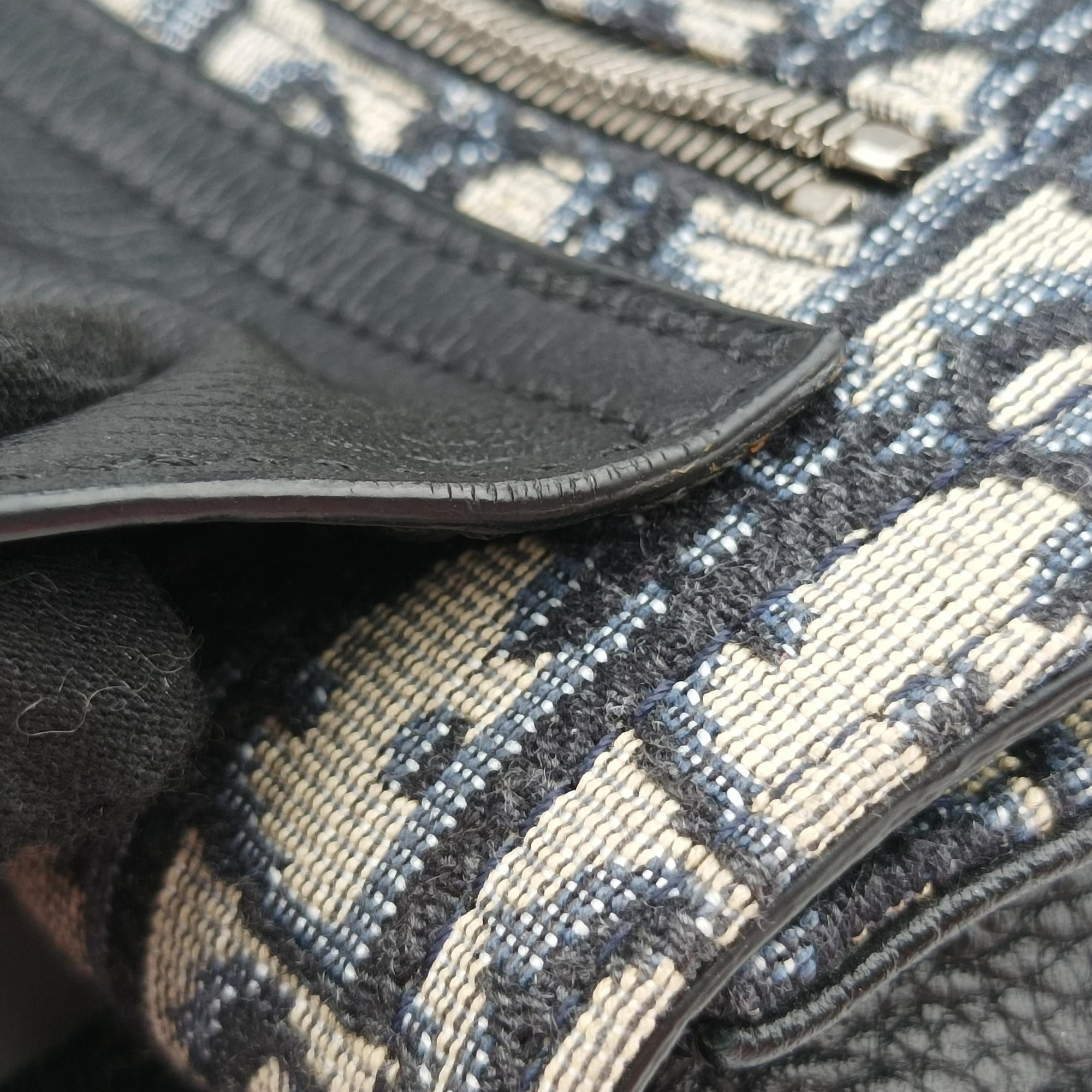 Pre-owned Christian Dior Saddle Pouch Navy×Black Jacquard  bum bag/waist bag | stylenewstar