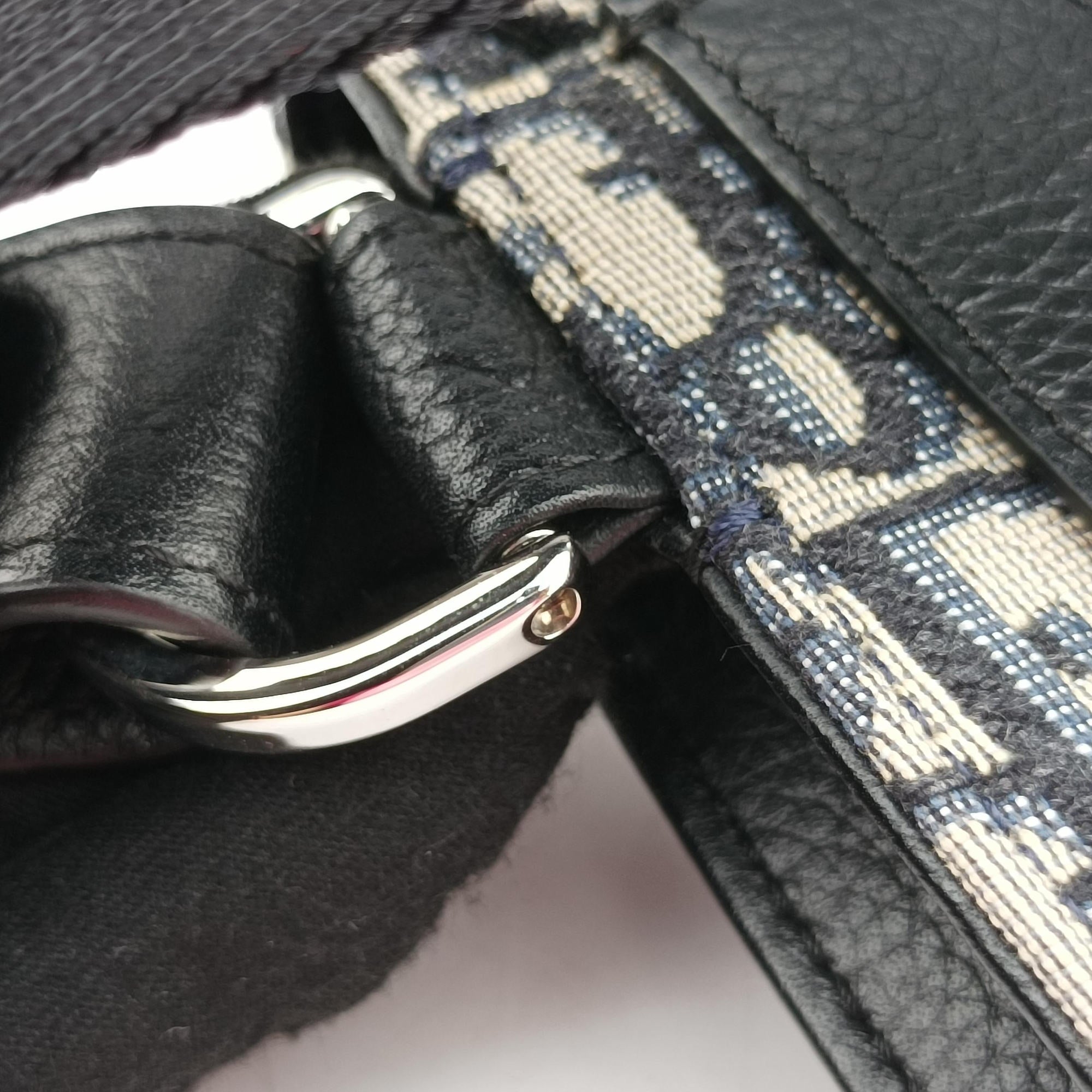 Pre-owned Christian Dior Saddle Pouch Navy×Black Jacquard  bum bag/waist bag | stylenewstar