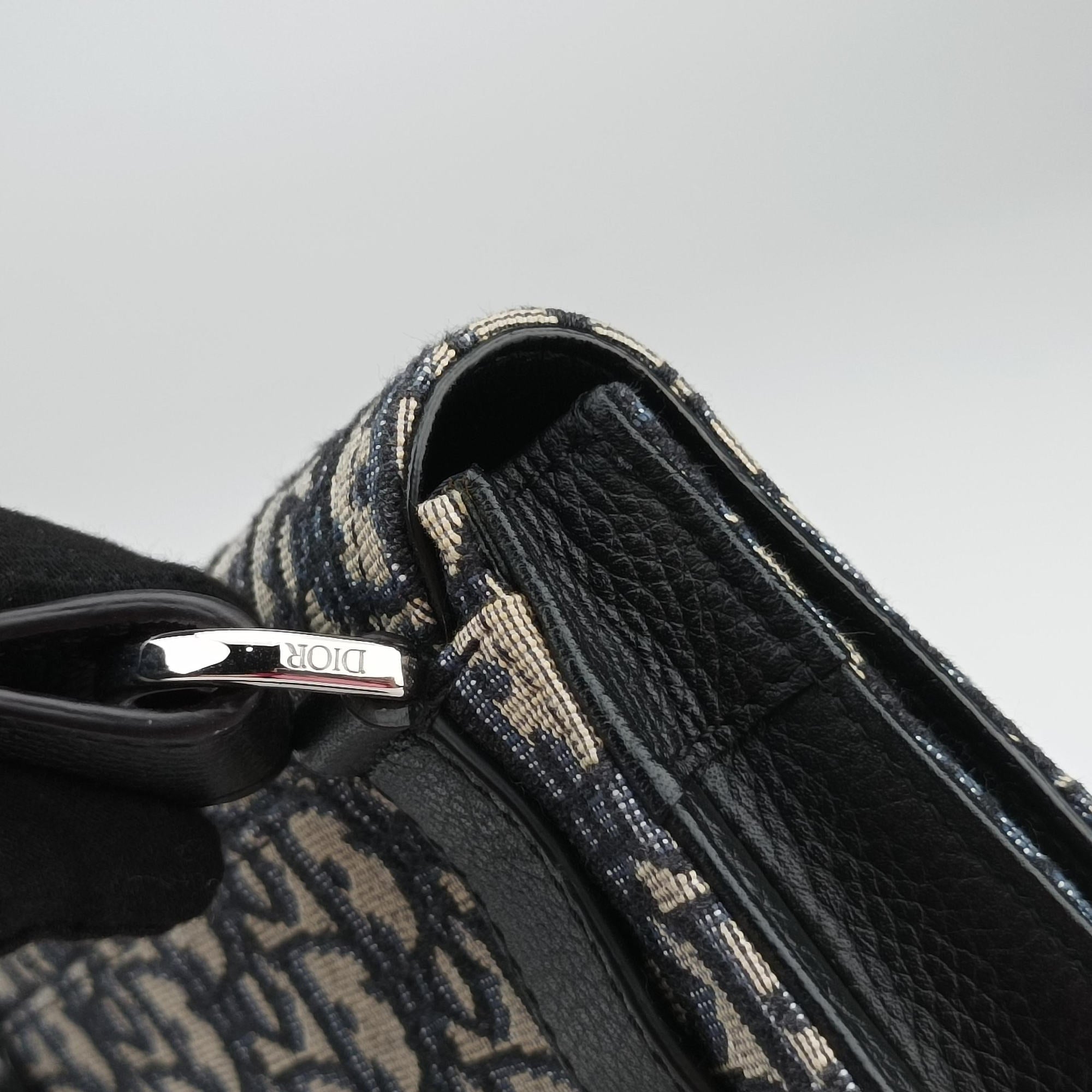 Pre-owned Christian Dior Saddle Pouch Navy×Black Jacquard  bum bag/waist bag | stylenewstar