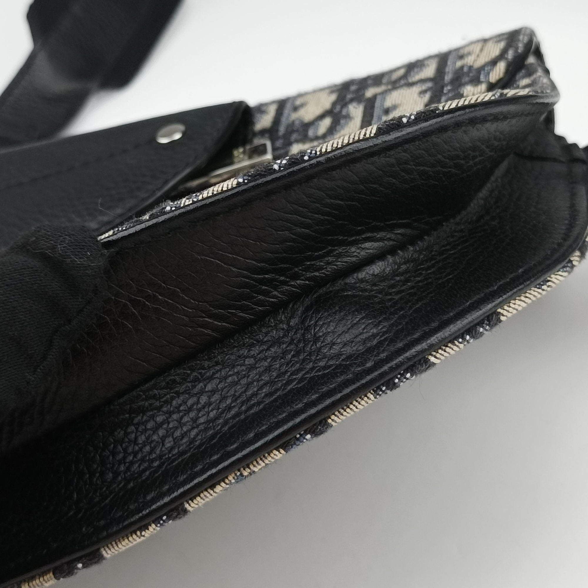 Pre-owned Christian Dior Saddle Pouch Navy×Black Jacquard  bum bag/waist bag | stylenewstar