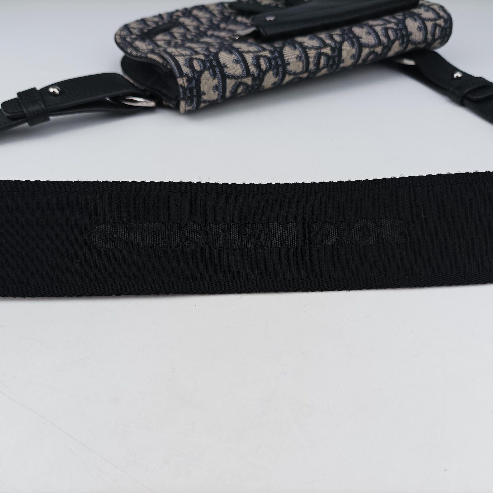 Pre-owned Christian Dior Saddle Pouch Navy×Black Jacquard  bum bag/waist bag | stylenewstar