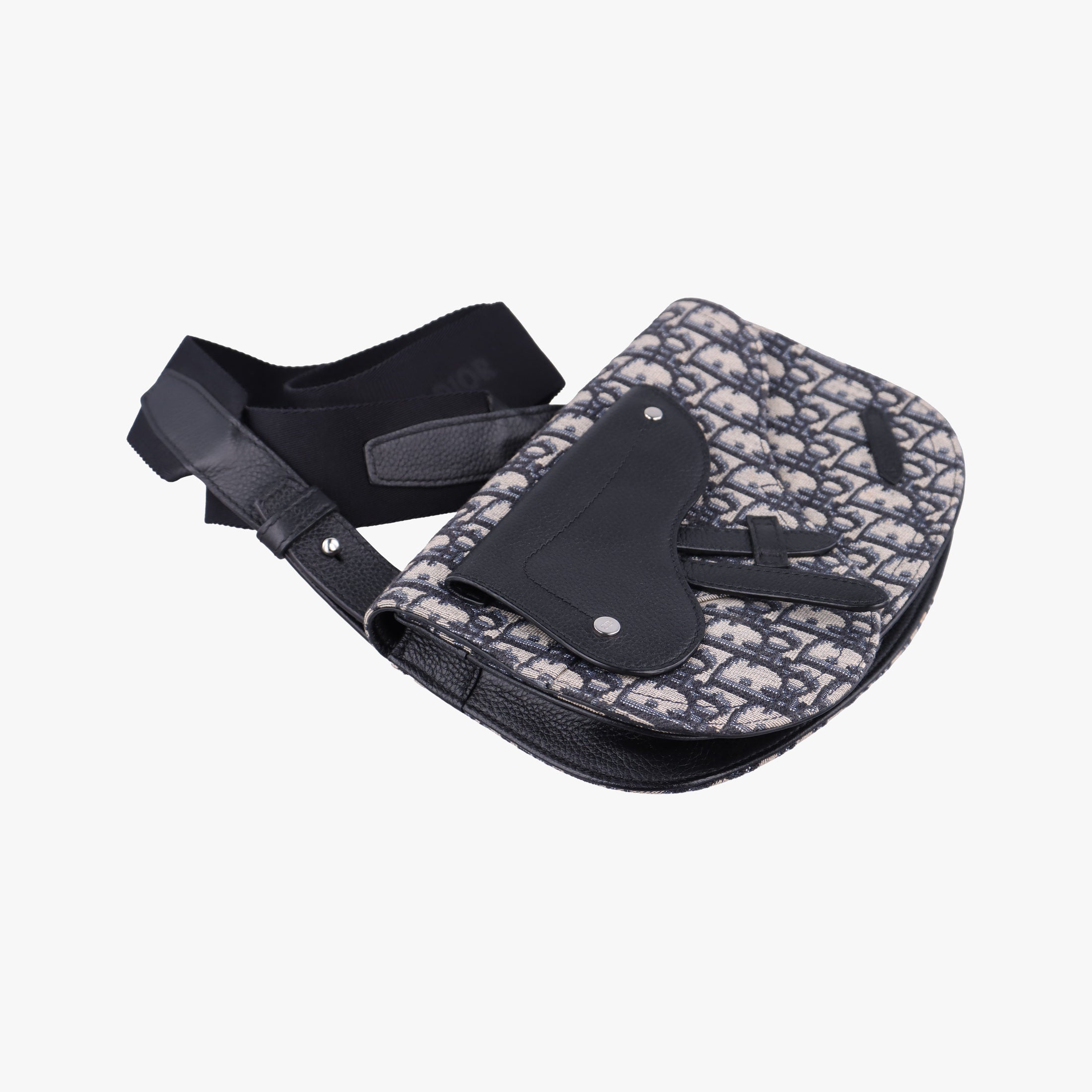 Pre-owned Christian Dior Saddle Pouch Navy×Black Jacquard  bum bag/waist bag | stylenewstar
