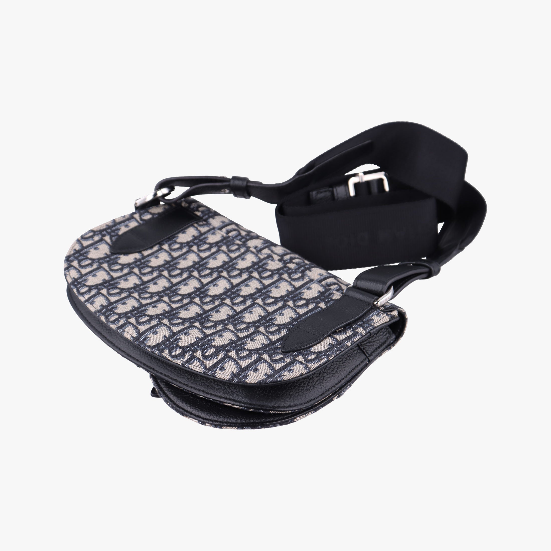 Pre-owned Christian Dior Saddle Pouch Navy×Black Jacquard  bum bag/waist bag | stylenewstar