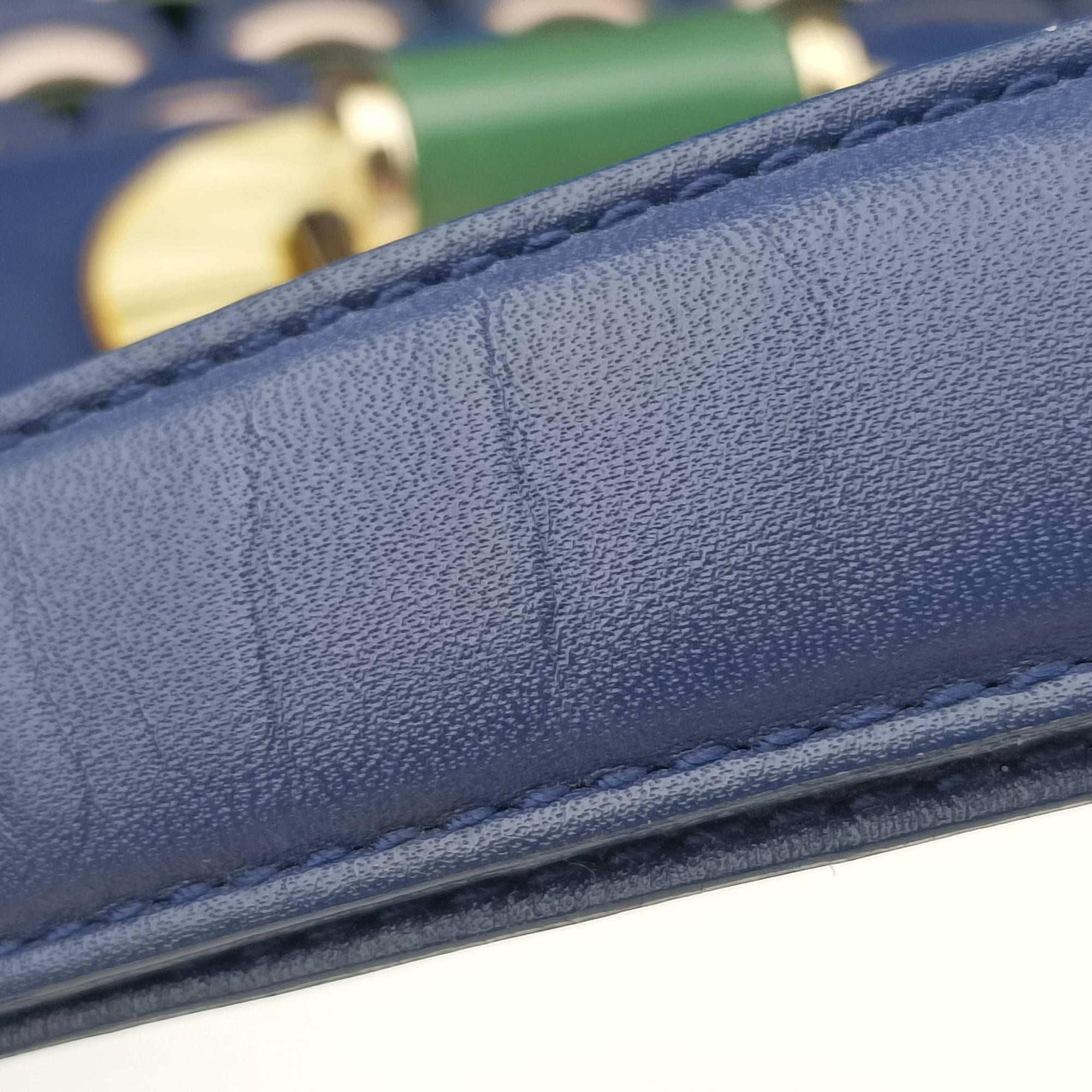 Pre-owned Bvlgari Isabella Rossellini Blue × Green Leather  shoulderbag | stylenewstar
