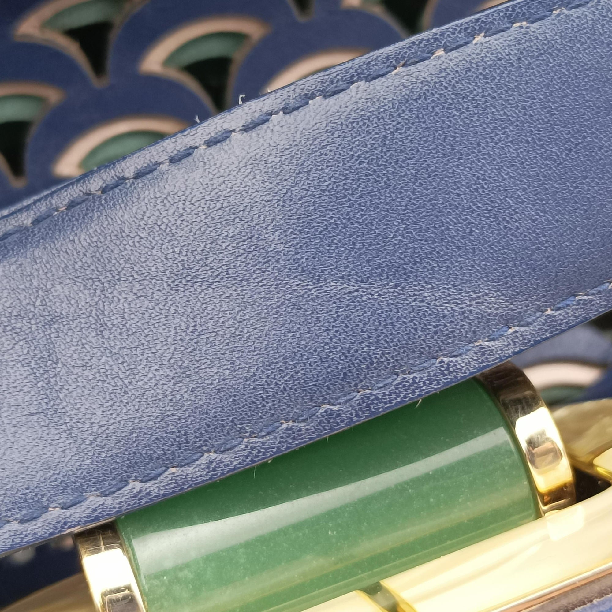 Pre-owned Bvlgari Isabella Rossellini Blue × Green Leather  shoulderbag | stylenewstar