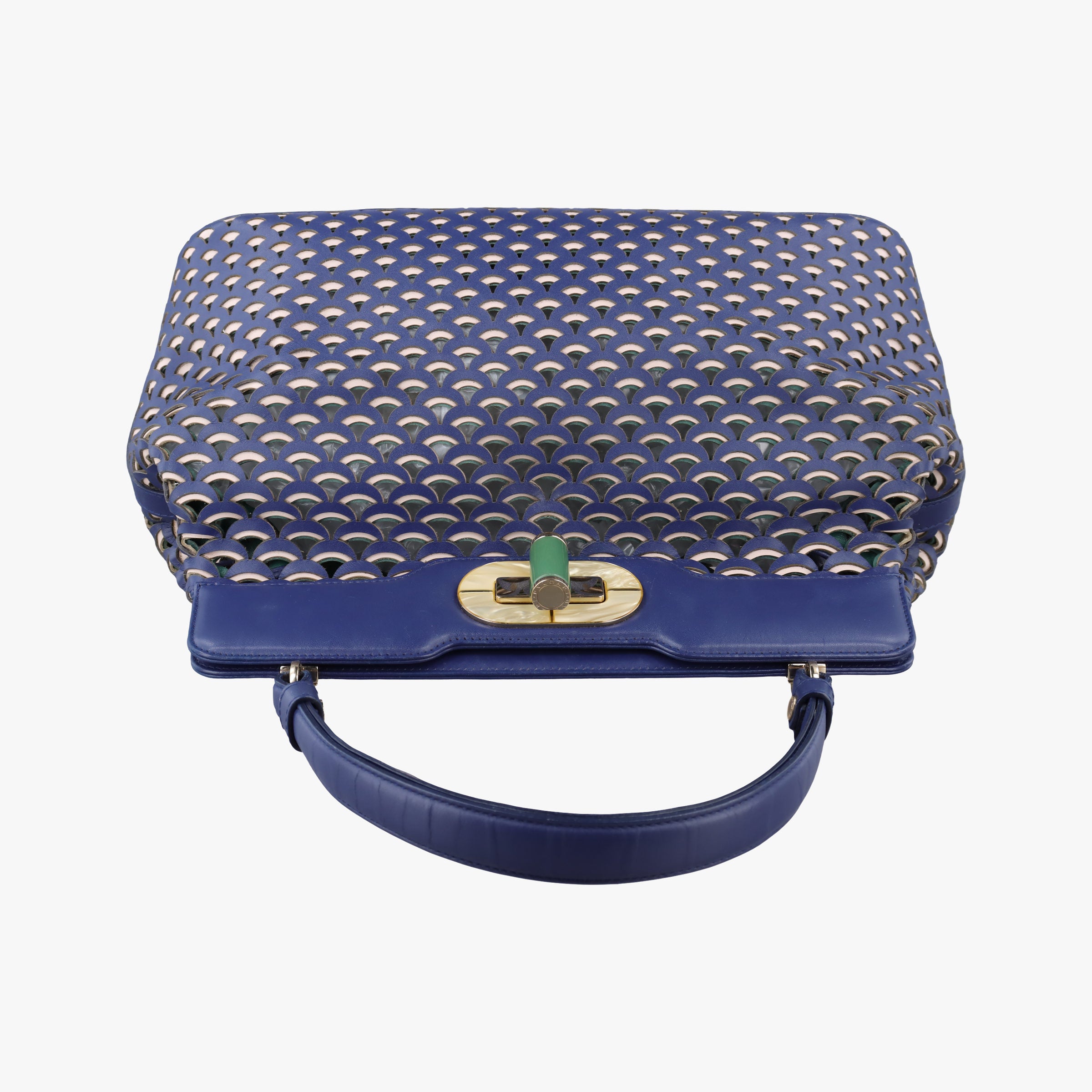 Pre-owned Bvlgari Isabella Rossellini Blue × Green Leather  shoulderbag | stylenewstar
