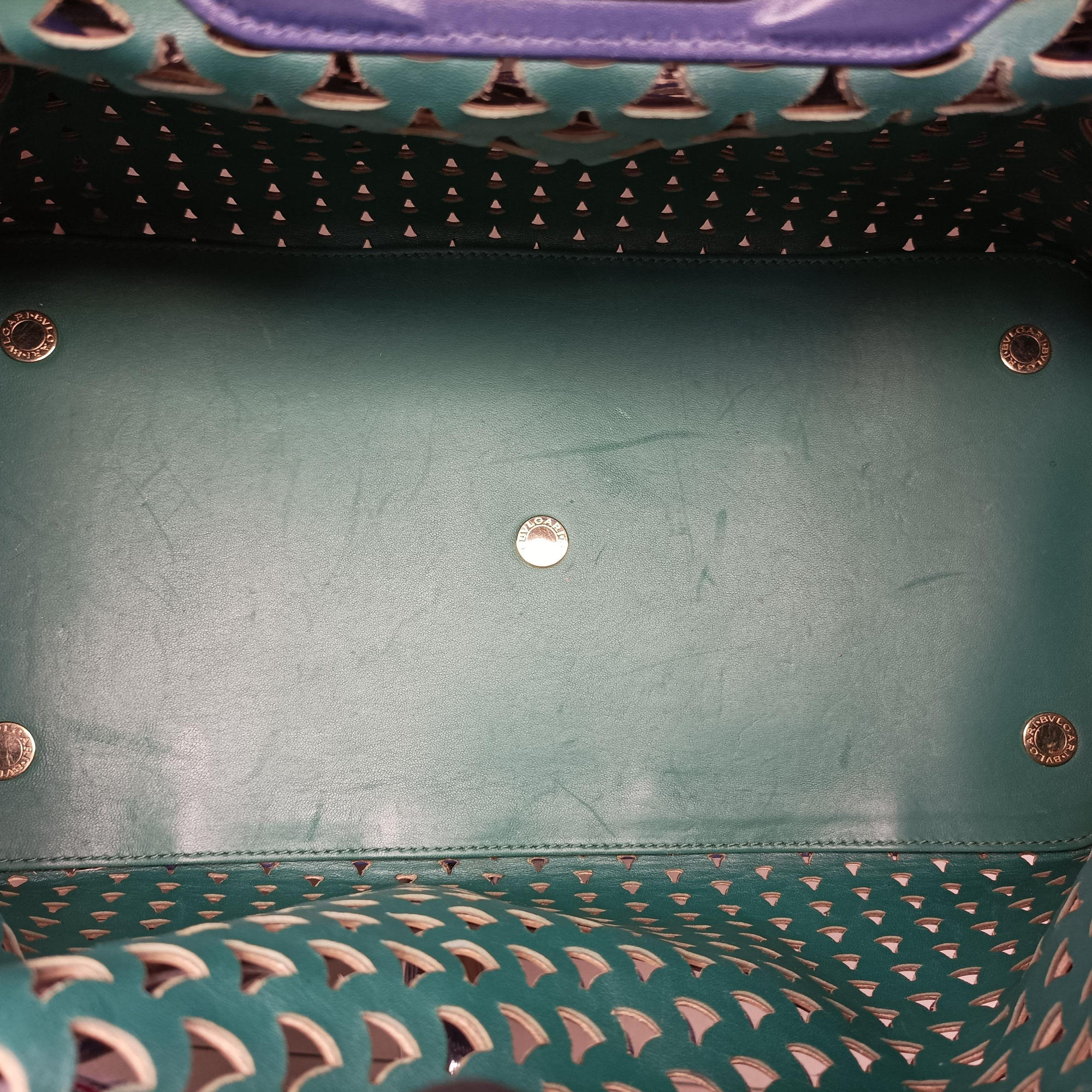 Pre-owned Bvlgari Isabella Rossellini Blue × Green Leather  shoulderbag | stylenewstar