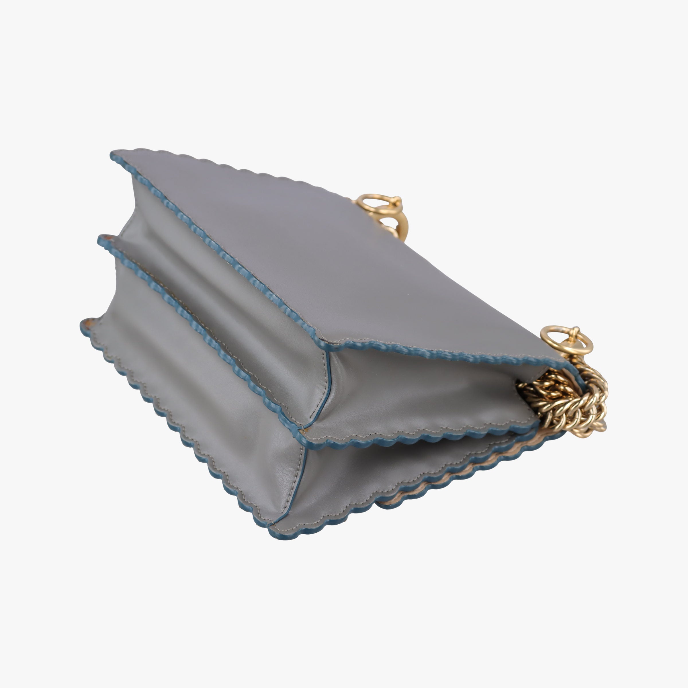 Secondhand Fendi Studded Kan I Grey Leather 8M0381 shoulderbag | stylenewstar