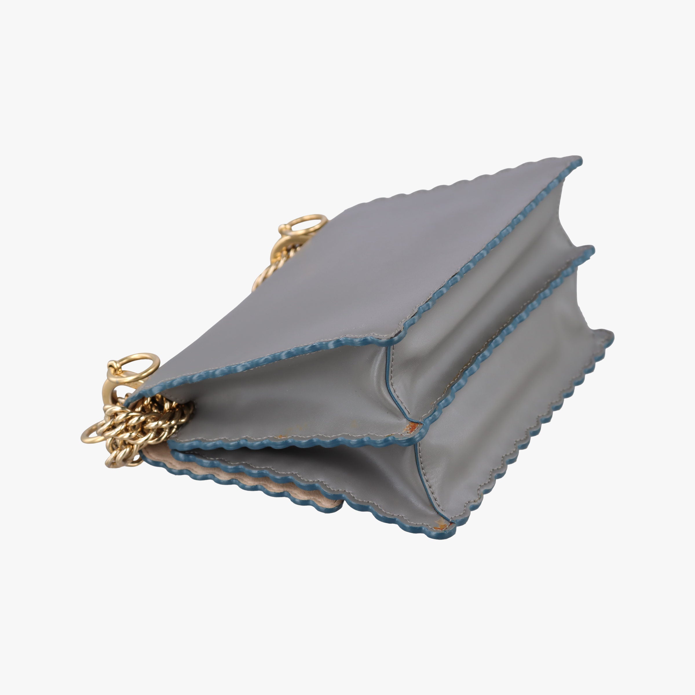 Secondhand Fendi Studded Kan I Grey Leather 8M0381 shoulderbag | stylenewstar