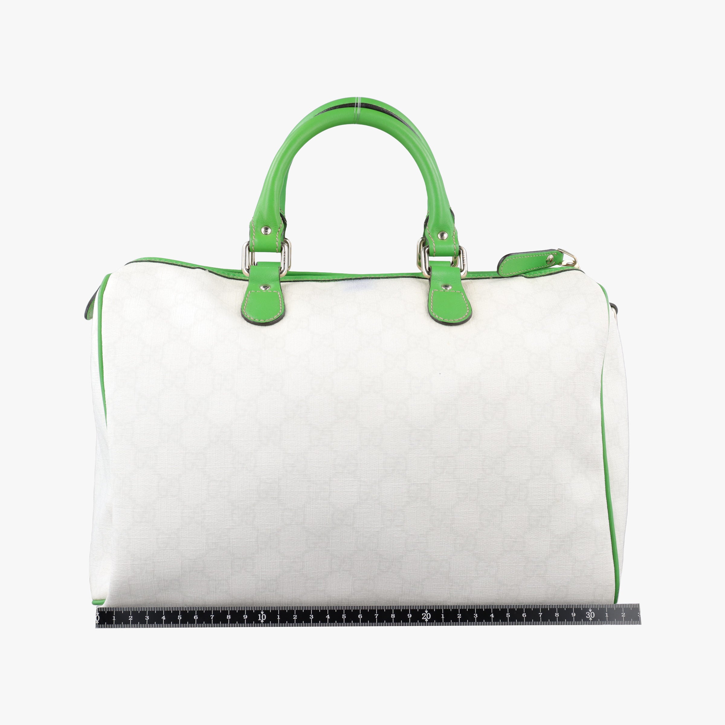 Secondhand Gucci GG Flag Joy Boston White × Green × Yellow × Blue PVC Coated Canvas × Leather  195451 handbag | stylenewstar