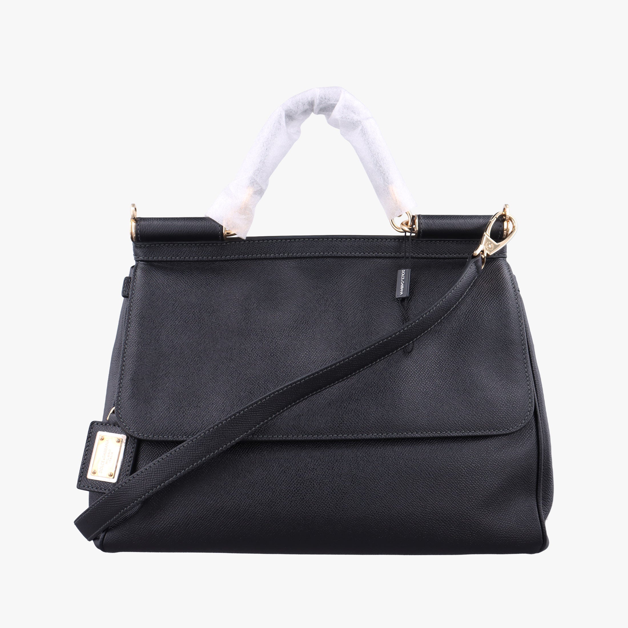 Pre-owned Dolce & Gabbana SICILY Black Leather  shoulderbag | stylenewstar