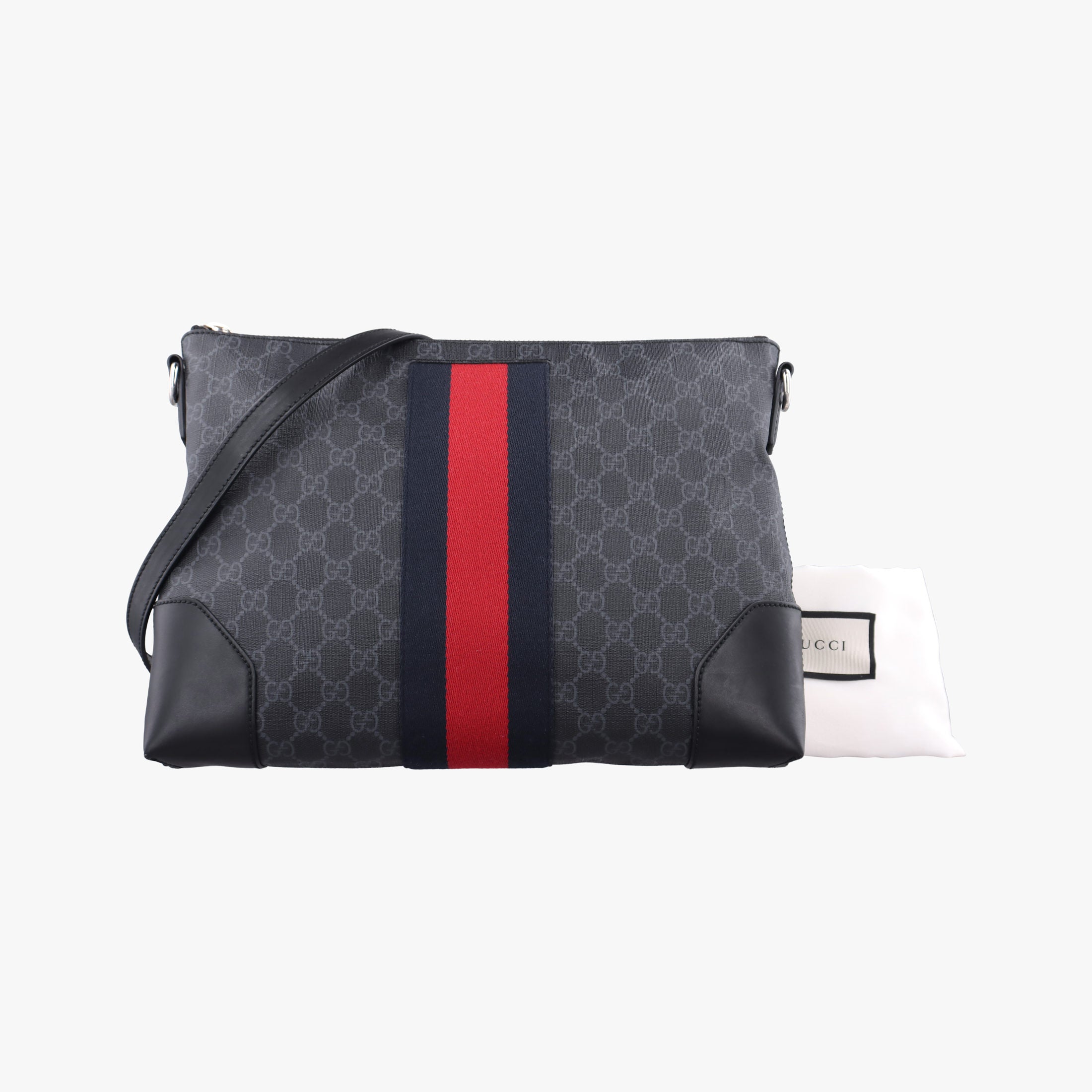 Pre-owned Gucci GG Supreme Shelley Messenger Black×red PVC coated canvas×Leather 474139 shoulderbag | stylenewstar