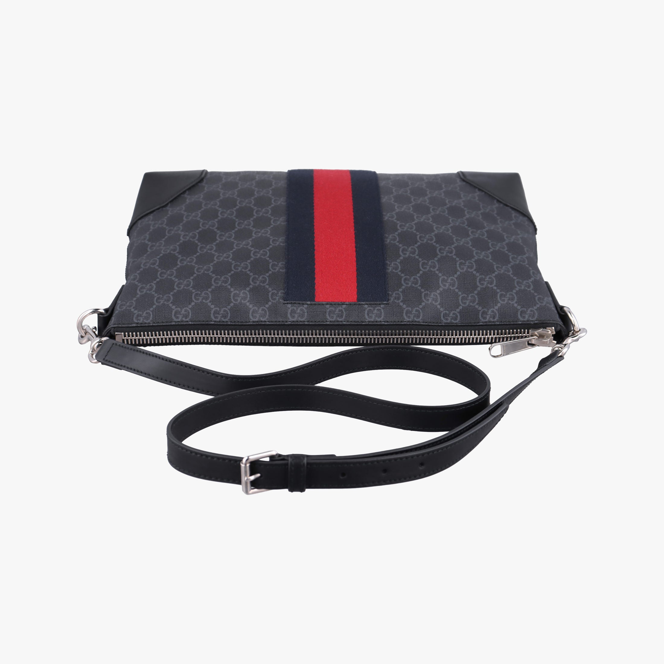 Pre-owned Gucci GG Supreme Shelley Messenger Black×red PVC coated canvas×Leather 474139 shoulderbag | stylenewstar