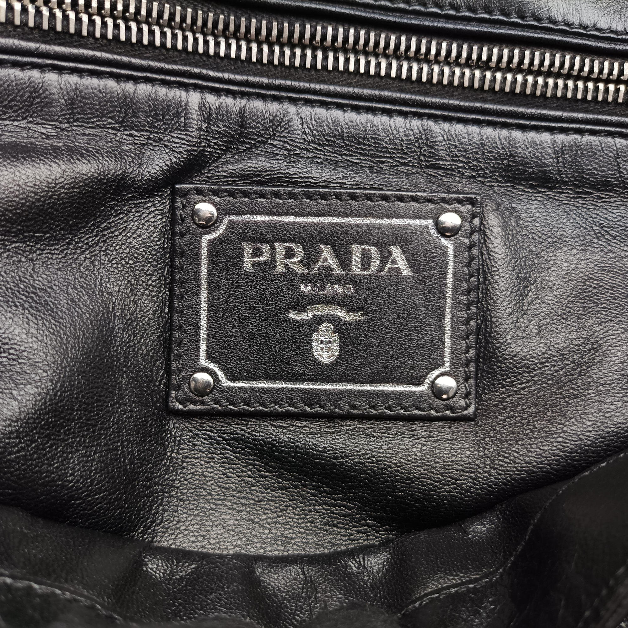 Pre-owned Prada Antique Pushlock Chain Black Leather  shoulderbag | stylenewstar