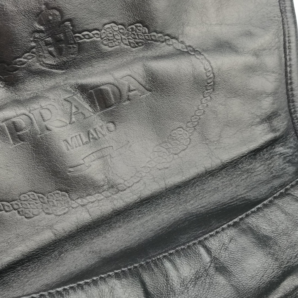 Pre-owned Prada Antique Pushlock Chain Black Leather  shoulderbag | stylenewstar