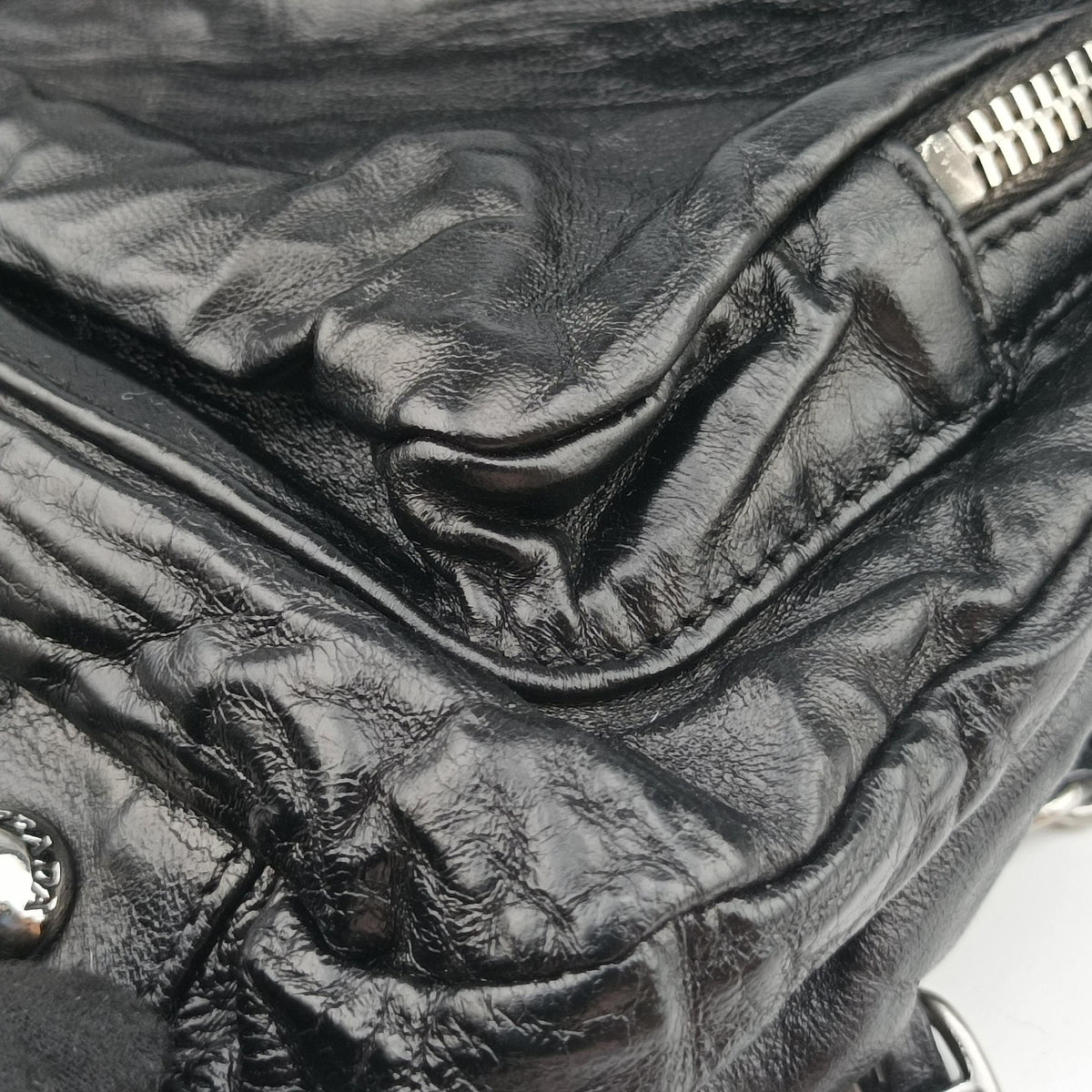 Pre-owned Prada Antique Pushlock Chain Black Leather  shoulderbag | stylenewstar