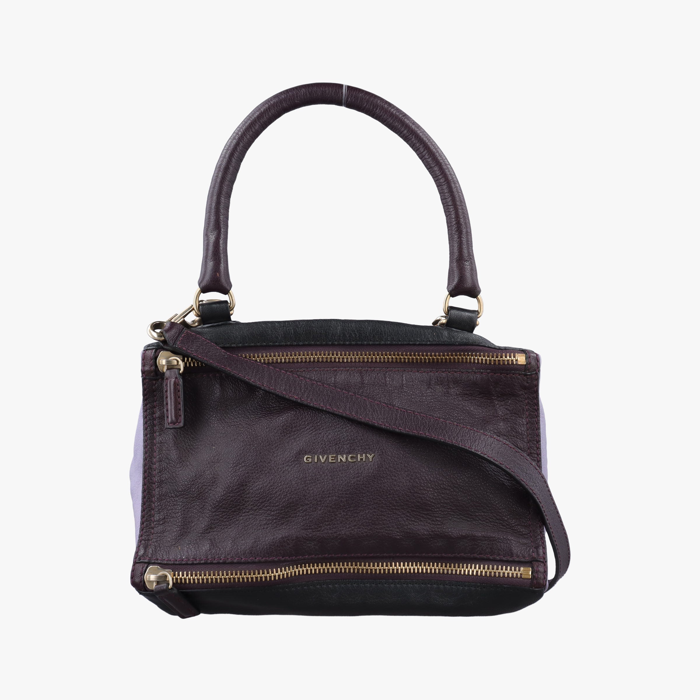 Pre-owned Givenchy Pandora Purple × Bordeaux × Black Leather  shoulderbag | stylenewstar