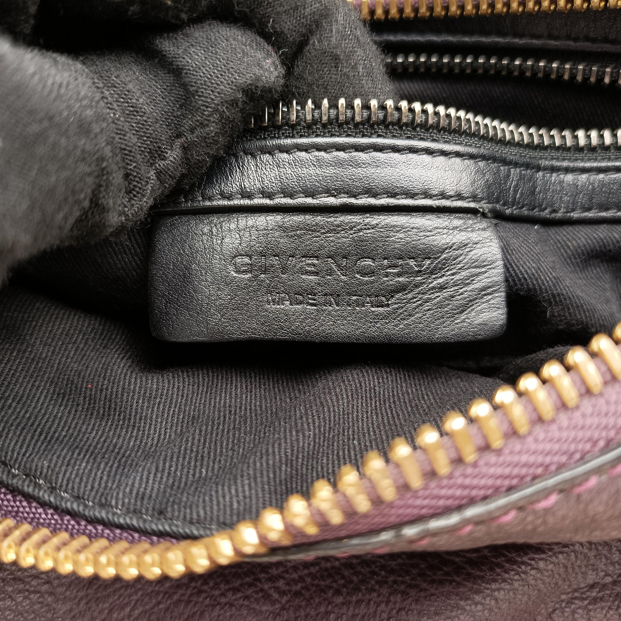 Pre-owned Givenchy Pandora Purple × Bordeaux × Black Leather  shoulderbag | stylenewstar