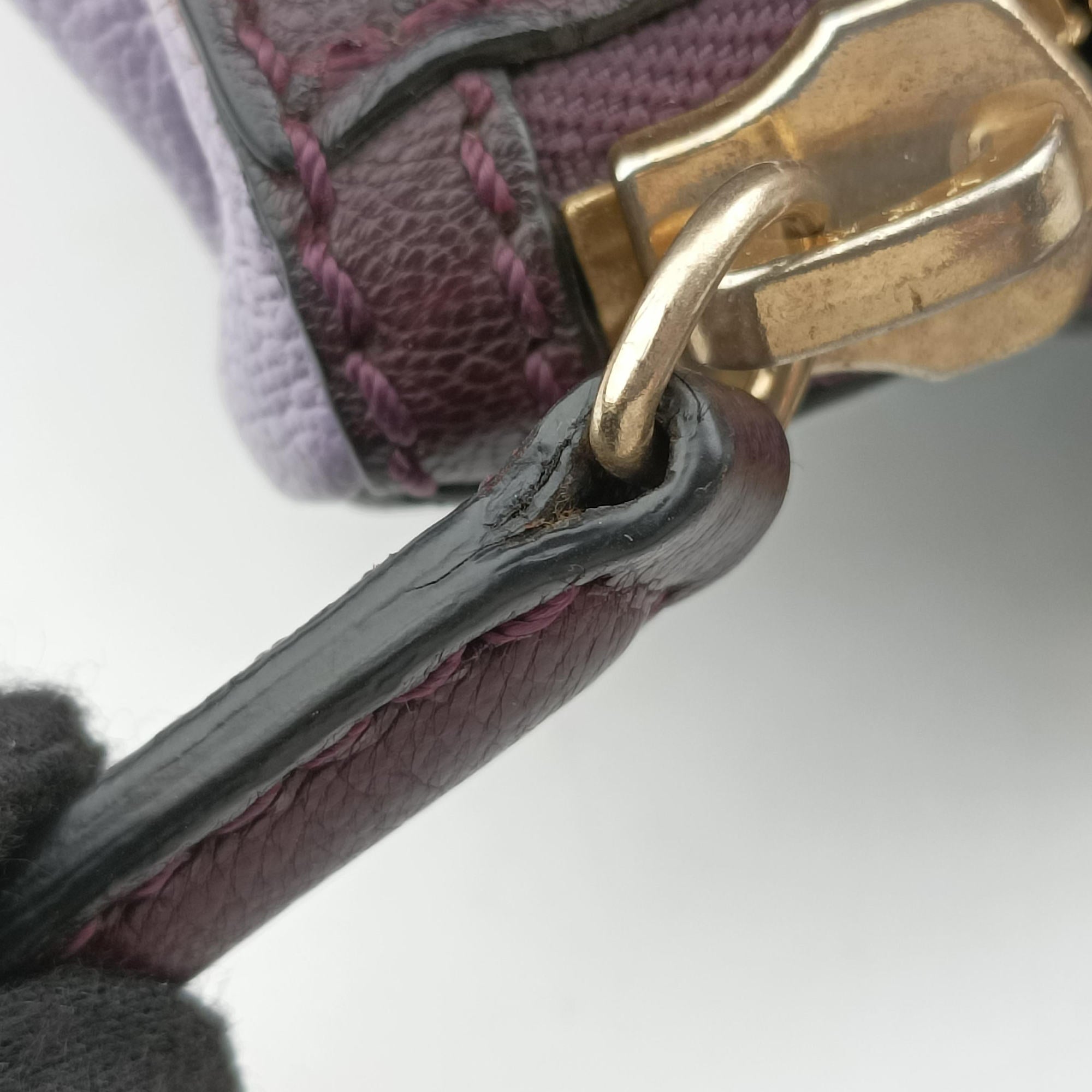 Pre-owned Givenchy Pandora Purple × Bordeaux × Black Leather  shoulderbag | stylenewstar