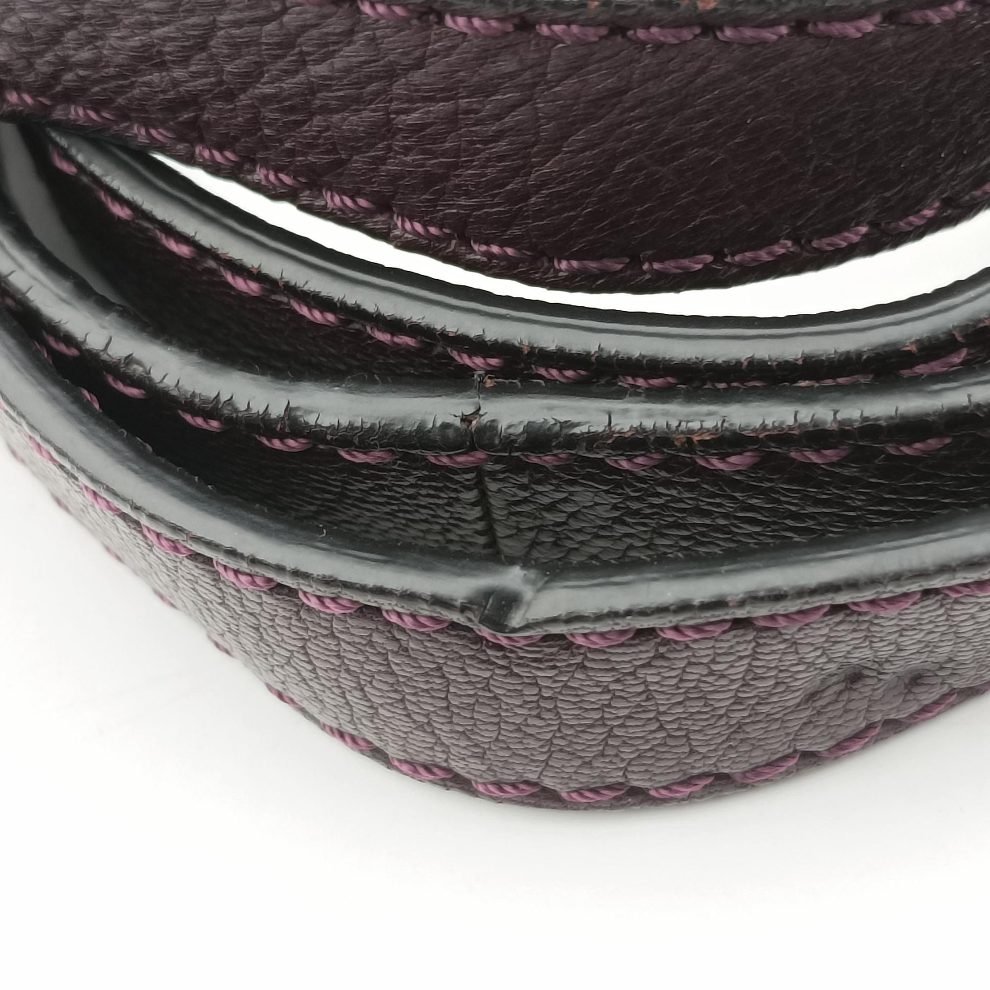 Pre-owned Givenchy Pandora Purple × Bordeaux × Black Leather  shoulderbag | stylenewstar