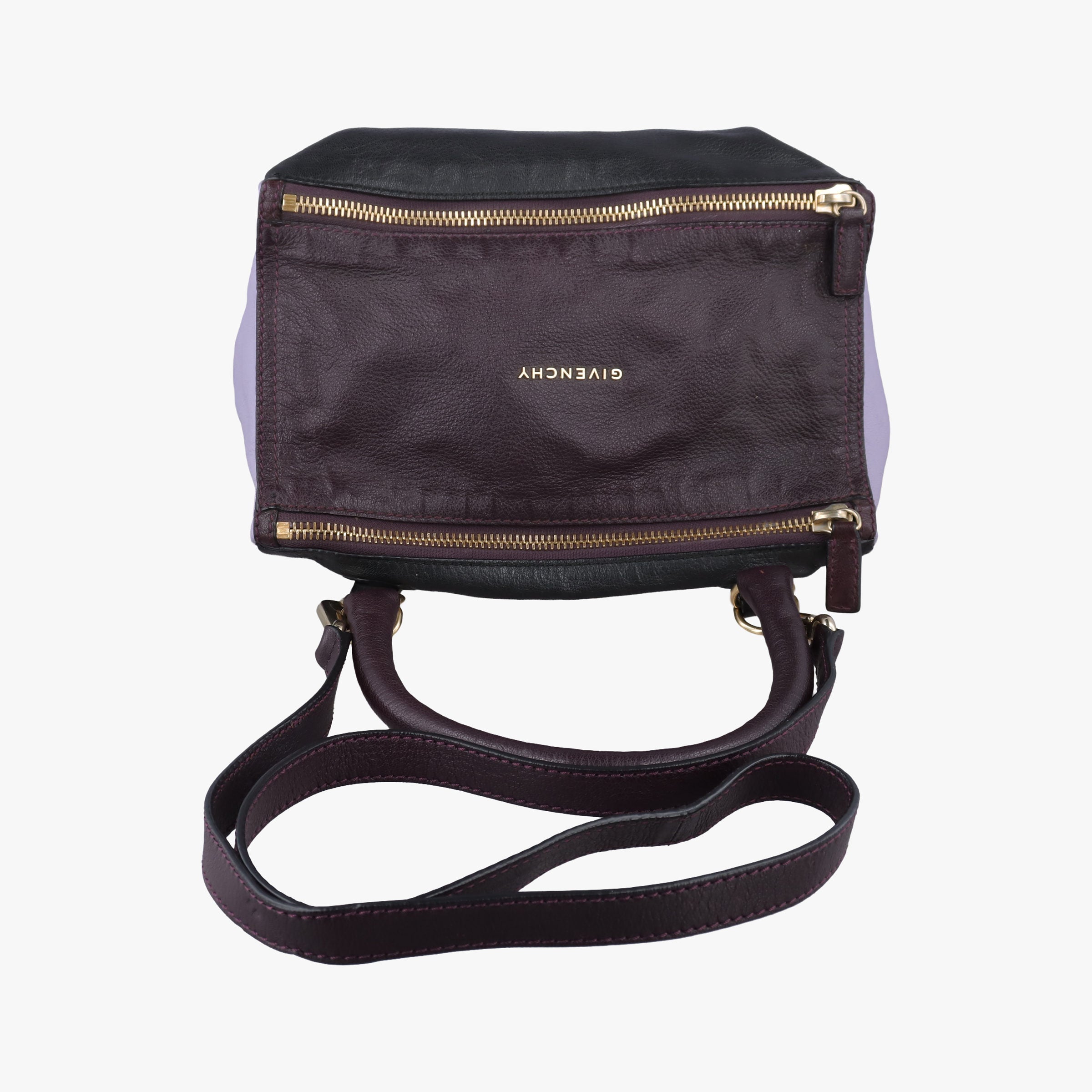 Pre-owned Givenchy Pandora Purple × Bordeaux × Black Leather  shoulderbag | stylenewstar