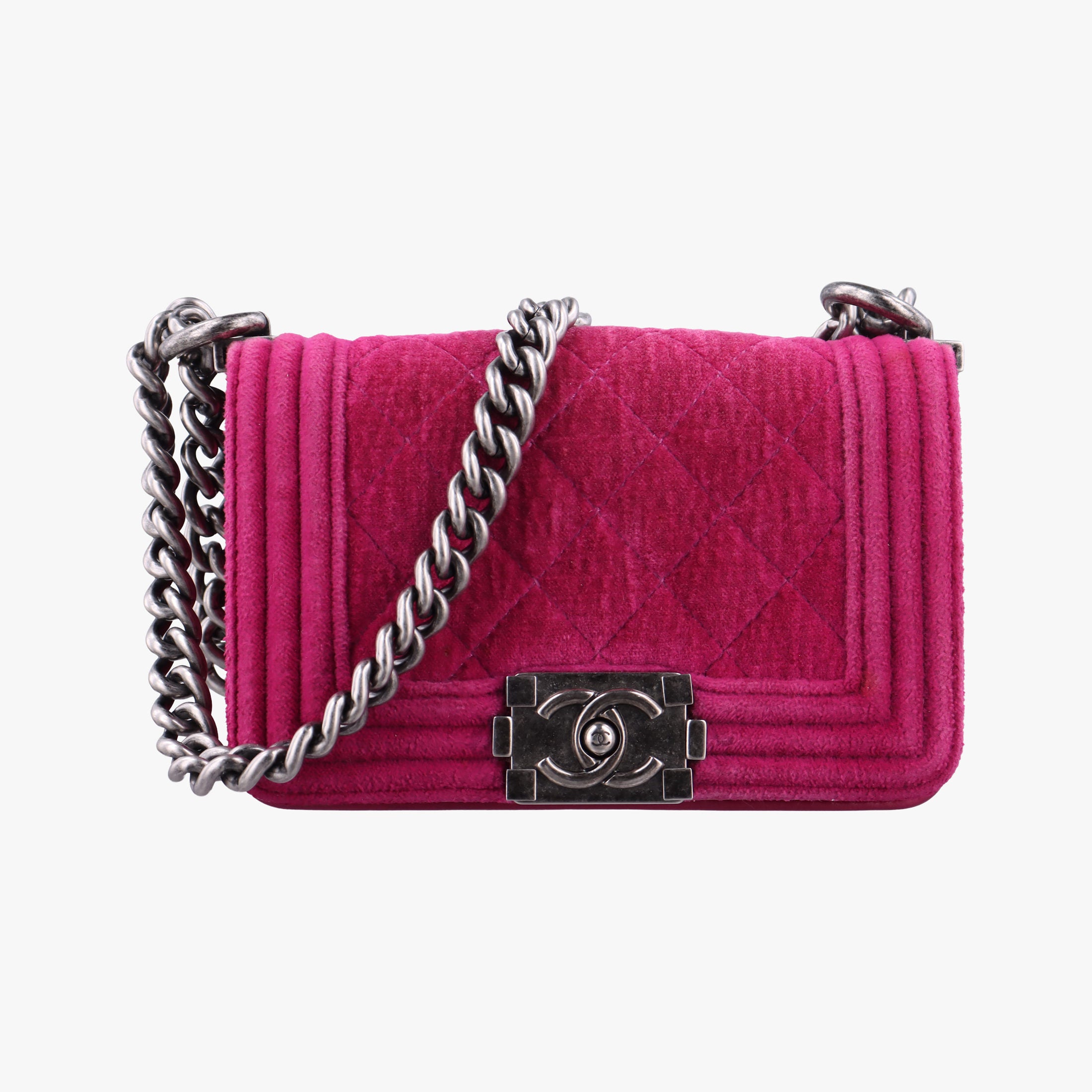 Pre-owned Chanel BOY CHANEL Rose velour A67364 shoulderbag | stylenewstar