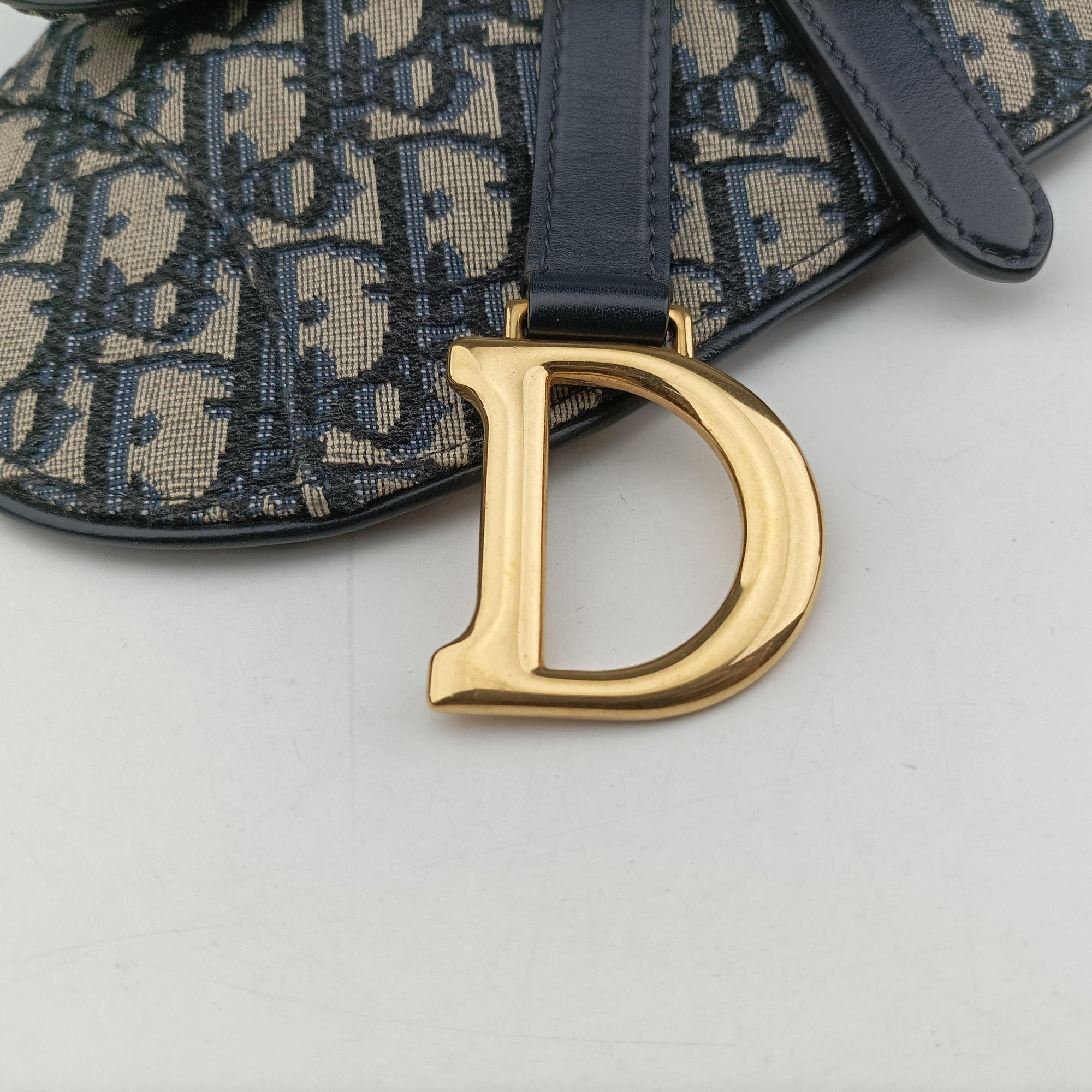 Pre-owned Christian Dior Saddle Navy Jacquard×Leather  bum bag/waist bag | stylenewstar