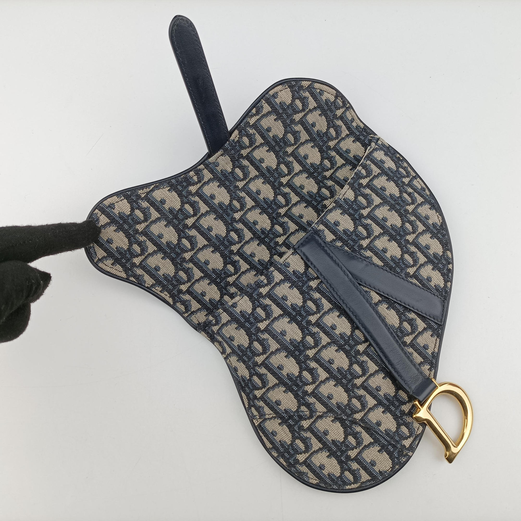 Pre-owned Christian Dior Saddle Navy Jacquard×Leather  bum bag/waist bag | stylenewstar