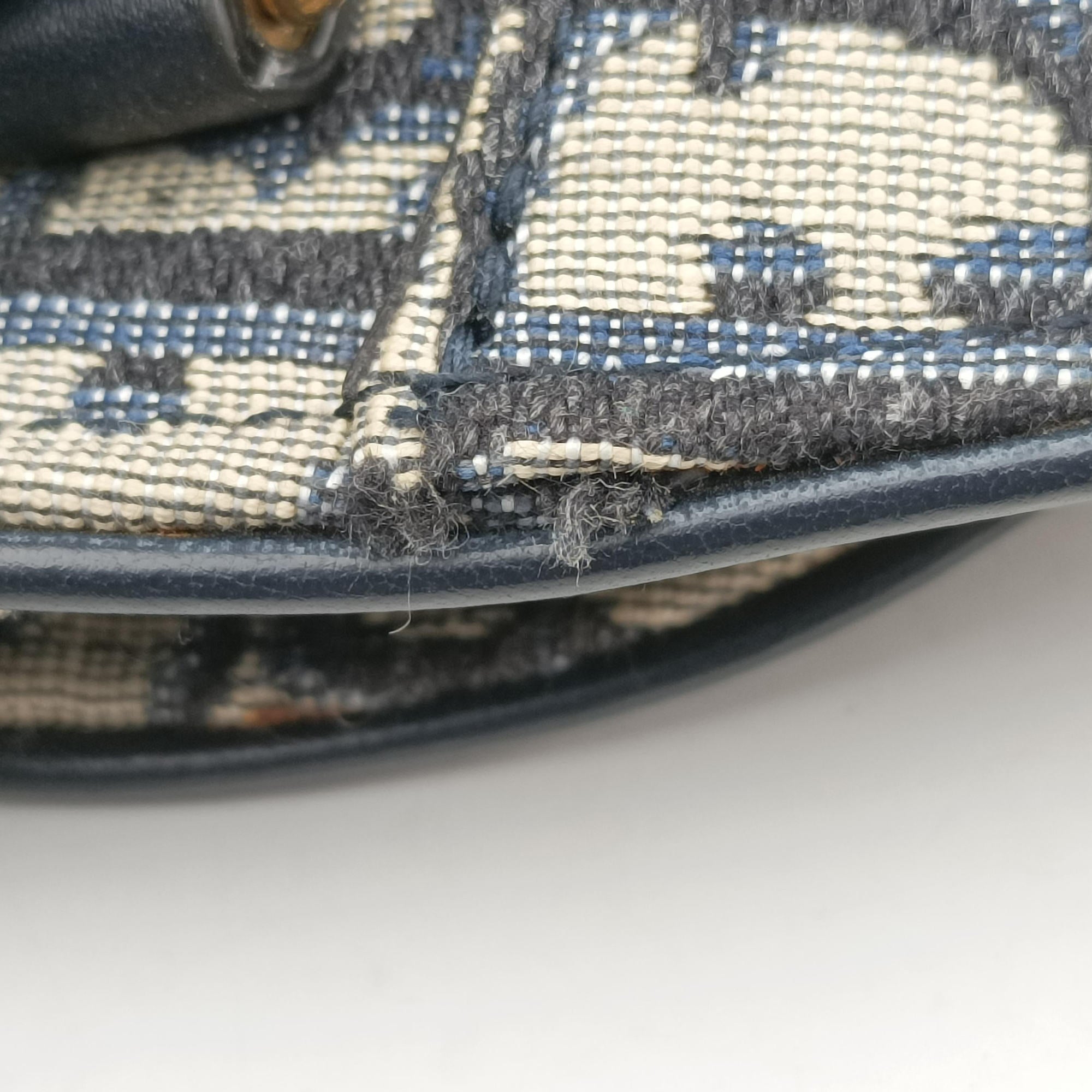 Pre-owned Christian Dior Saddle Navy Jacquard×Leather  bum bag/waist bag | stylenewstar