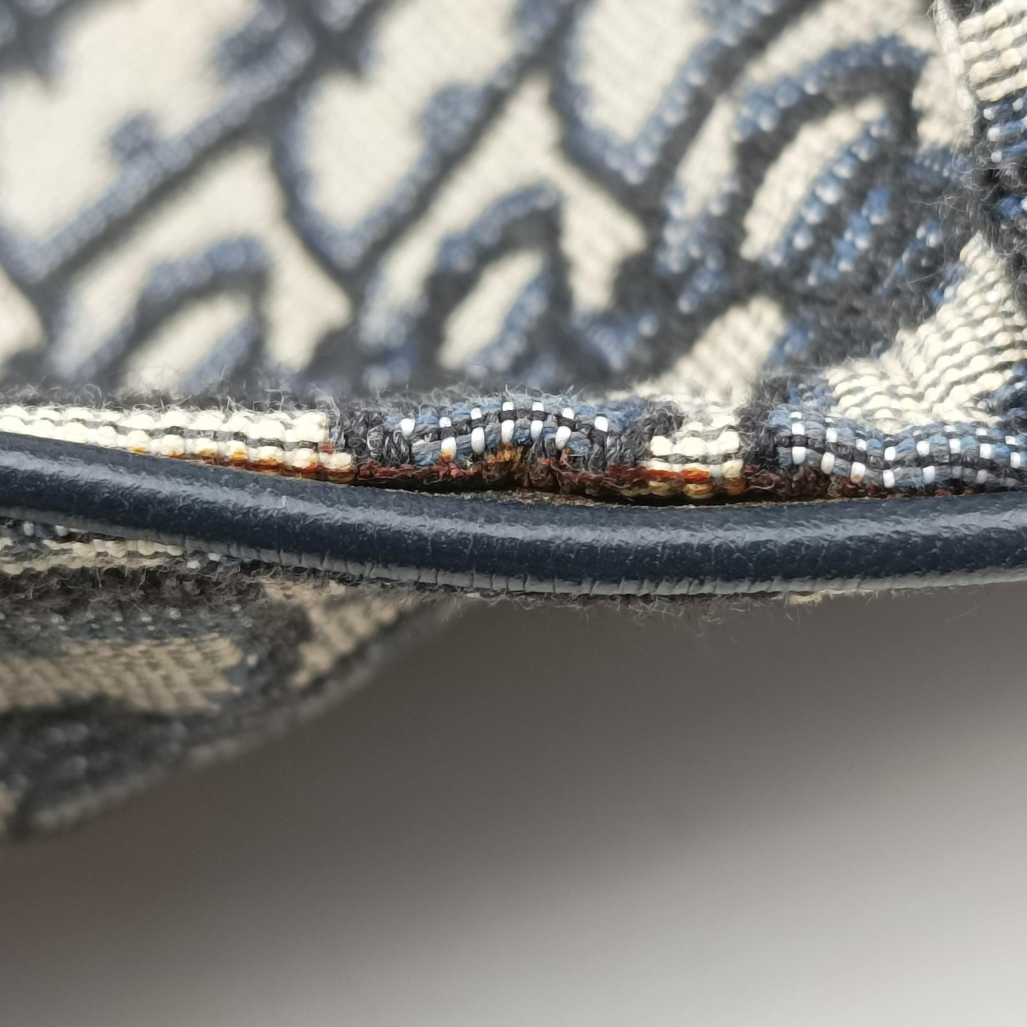 Pre-owned Christian Dior Saddle Navy Jacquard×Leather  bum bag/waist bag | stylenewstar